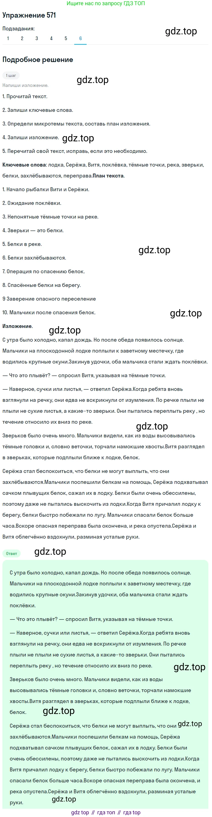 Русский язык, 6 класс Учебник, авторы: Разумовская Маргарита Михайловна, Львова Светлана Ивановна, Капинос Валентина Ивановна, Львов Валентин Витальевич, Соловейчик Марина Сергеевна, Сергеева Наталья Николаевна, Тронина Татьяна Сергеевна, издательство Просвещение, Москва, 2023, белого цвета, Часть 2, страница 65, номер 571, Решение 1 (2022) (продолжение 6)