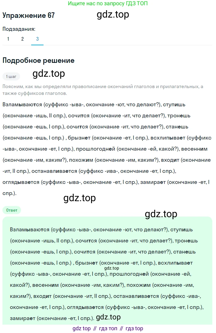 Русский язык, 6 класс Учебник, авторы: Разумовская Маргарита Михайловна, Львова Светлана Ивановна, Капинос Валентина Ивановна, Львов Валентин Витальевич, Соловейчик Марина Сергеевна, Сергеева Наталья Николаевна, Тронина Татьяна Сергеевна, издательство Просвещение, Москва, 2023, белого цвета, Часть 1, страница 30, номер 67, Решение 1 (2022) (продолжение 3)