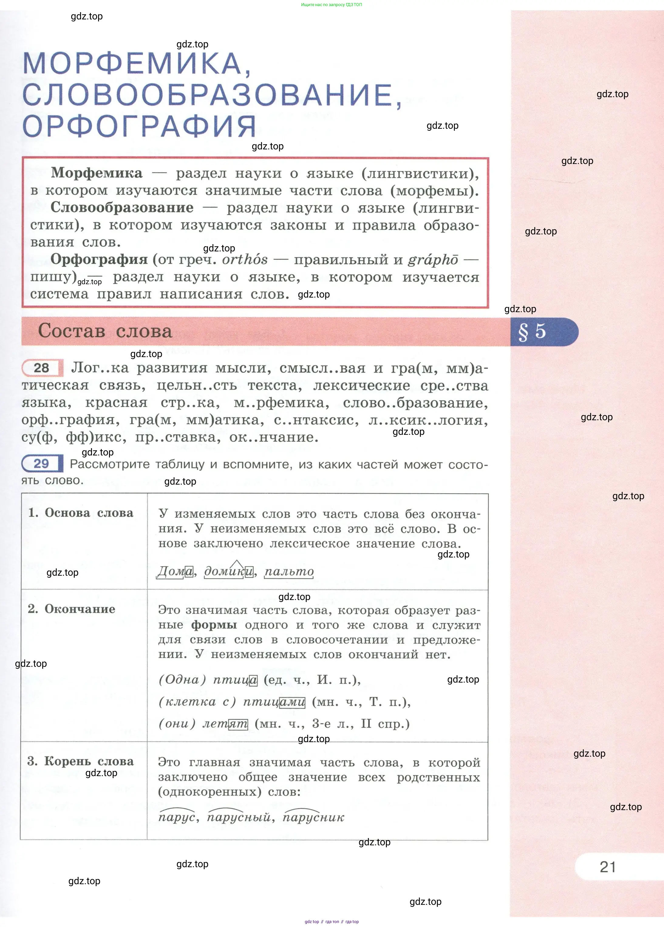 Русский язык, 6 класс Учебник, авторы: Рыбченкова Лидия Макаровна, Александрова Ольга Макаровна, Загоровская Ольга Владимировна, Нарушевич Андрей Георгиевич, Григорьев Андрей Владимирович, Леонтьева Юлия Николаевна, издательство Просвещение, Москва, 2019 - 2022, Часть 1, страница 21