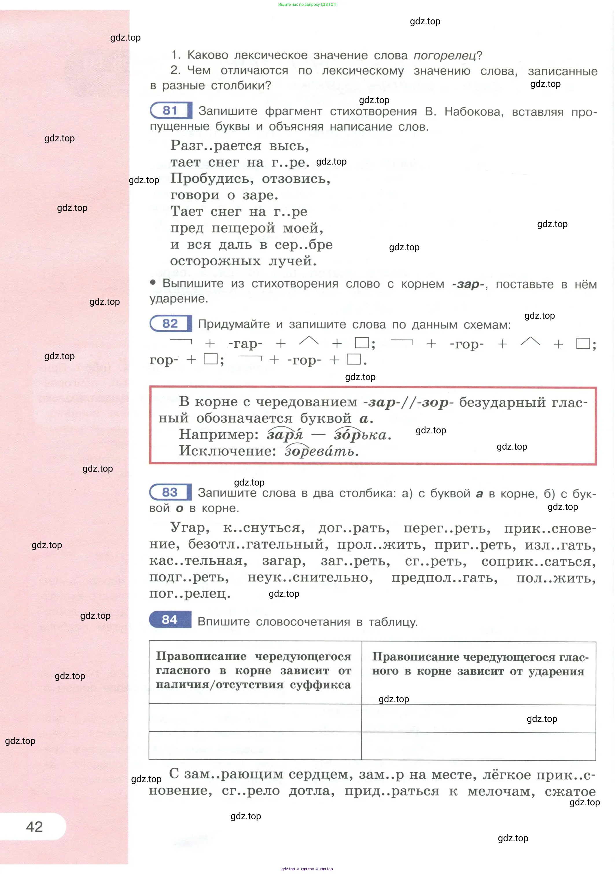Русский язык, 6 класс Учебник, авторы: Рыбченкова Лидия Макаровна, Александрова Ольга Макаровна, Загоровская Ольга Владимировна, Нарушевич Андрей Георгиевич, Григорьев Андрей Владимирович, Леонтьева Юлия Николаевна, издательство Просвещение, Москва, 2019 - 2022, Часть 1, страница 42