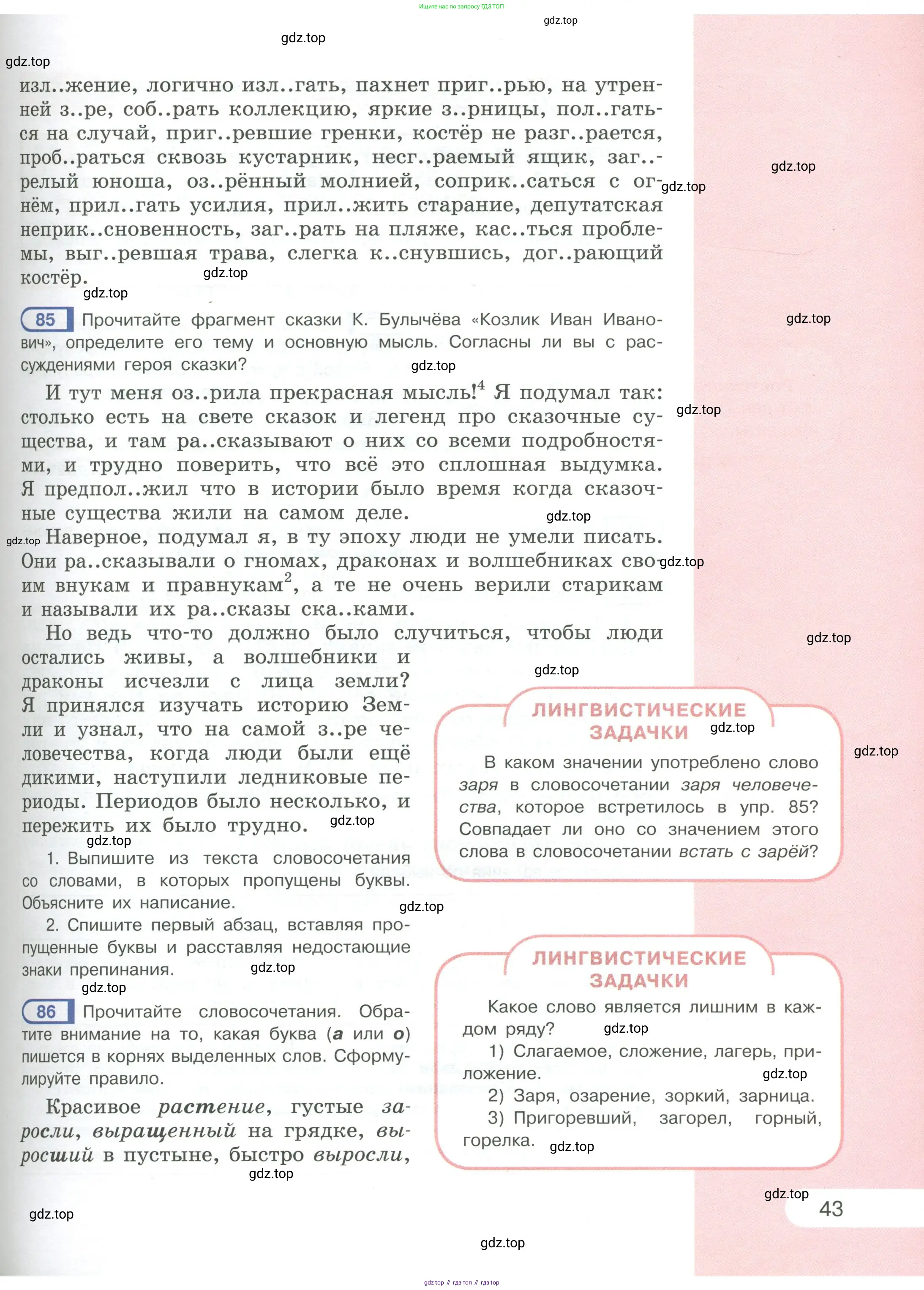 Русский язык, 6 класс Учебник, авторы: Рыбченкова Лидия Макаровна, Александрова Ольга Макаровна, Загоровская Ольга Владимировна, Нарушевич Андрей Георгиевич, Григорьев Андрей Владимирович, Леонтьева Юлия Николаевна, издательство Просвещение, Москва, 2019 - 2022, Часть 1, страница 43