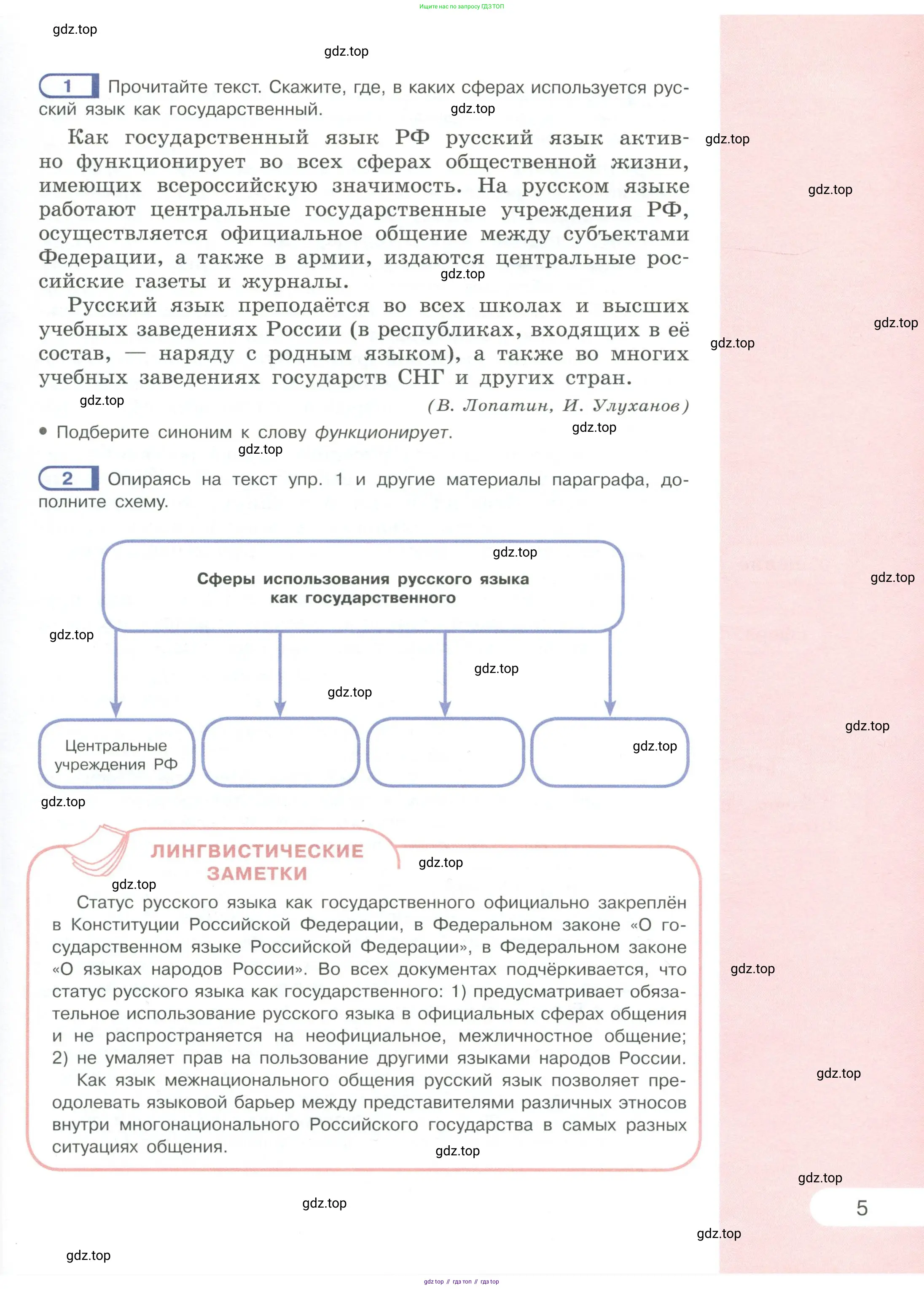 Русский язык, 6 класс Учебник, авторы: Рыбченкова Лидия Макаровна, Александрова Ольга Макаровна, Загоровская Ольга Владимировна, Нарушевич Андрей Георгиевич, Григорьев Андрей Владимирович, Леонтьева Юлия Николаевна, издательство Просвещение, Москва, 2019 - 2022, Часть 1, страница 5