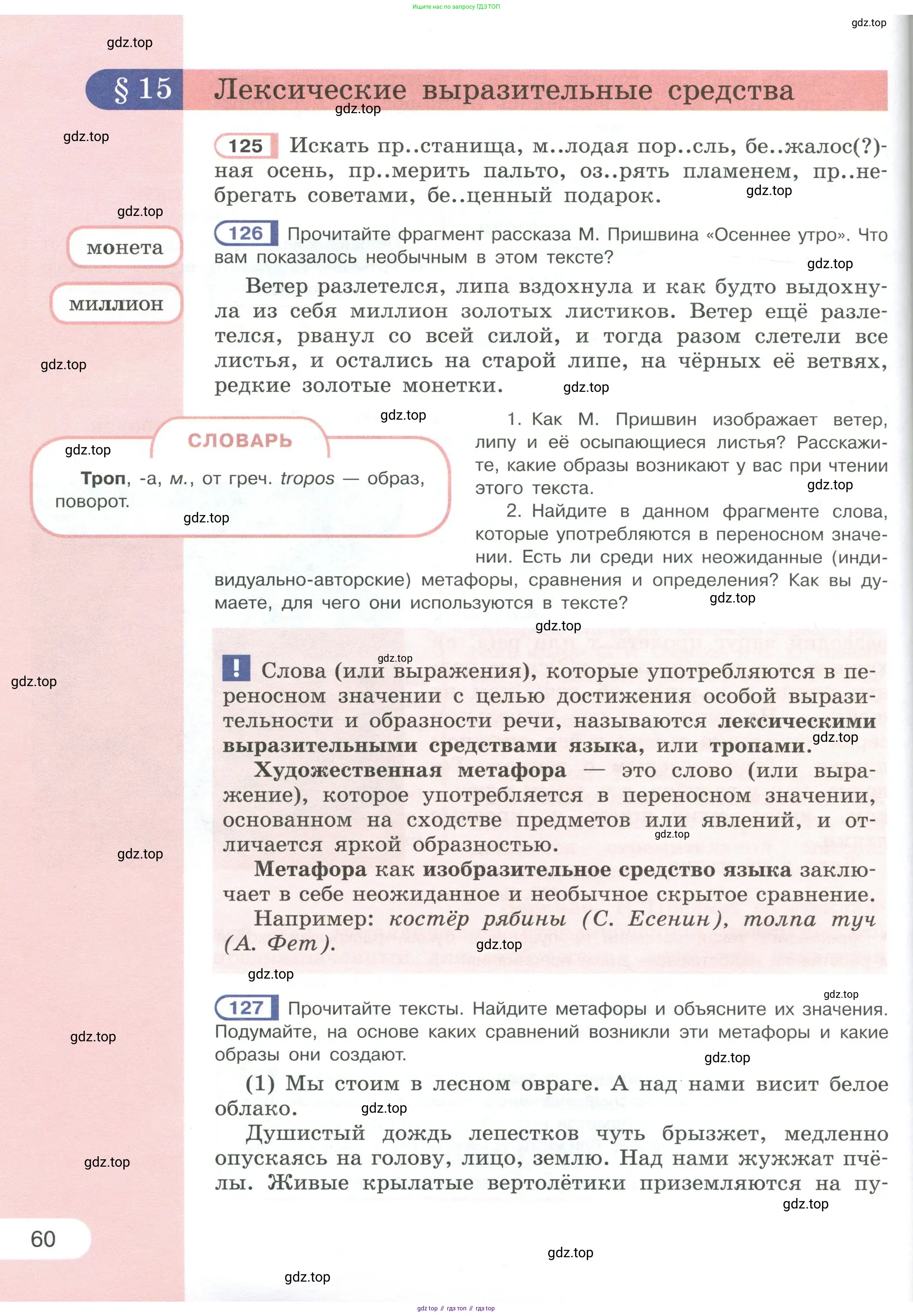 Русский язык, 6 класс Учебник, авторы: Рыбченкова Лидия Макаровна, Александрова Ольга Макаровна, Загоровская Ольга Владимировна, Нарушевич Андрей Георгиевич, Григорьев Андрей Владимирович, Леонтьева Юлия Николаевна, издательство Просвещение, Москва, 2019 - 2022, Часть 1, страница 60