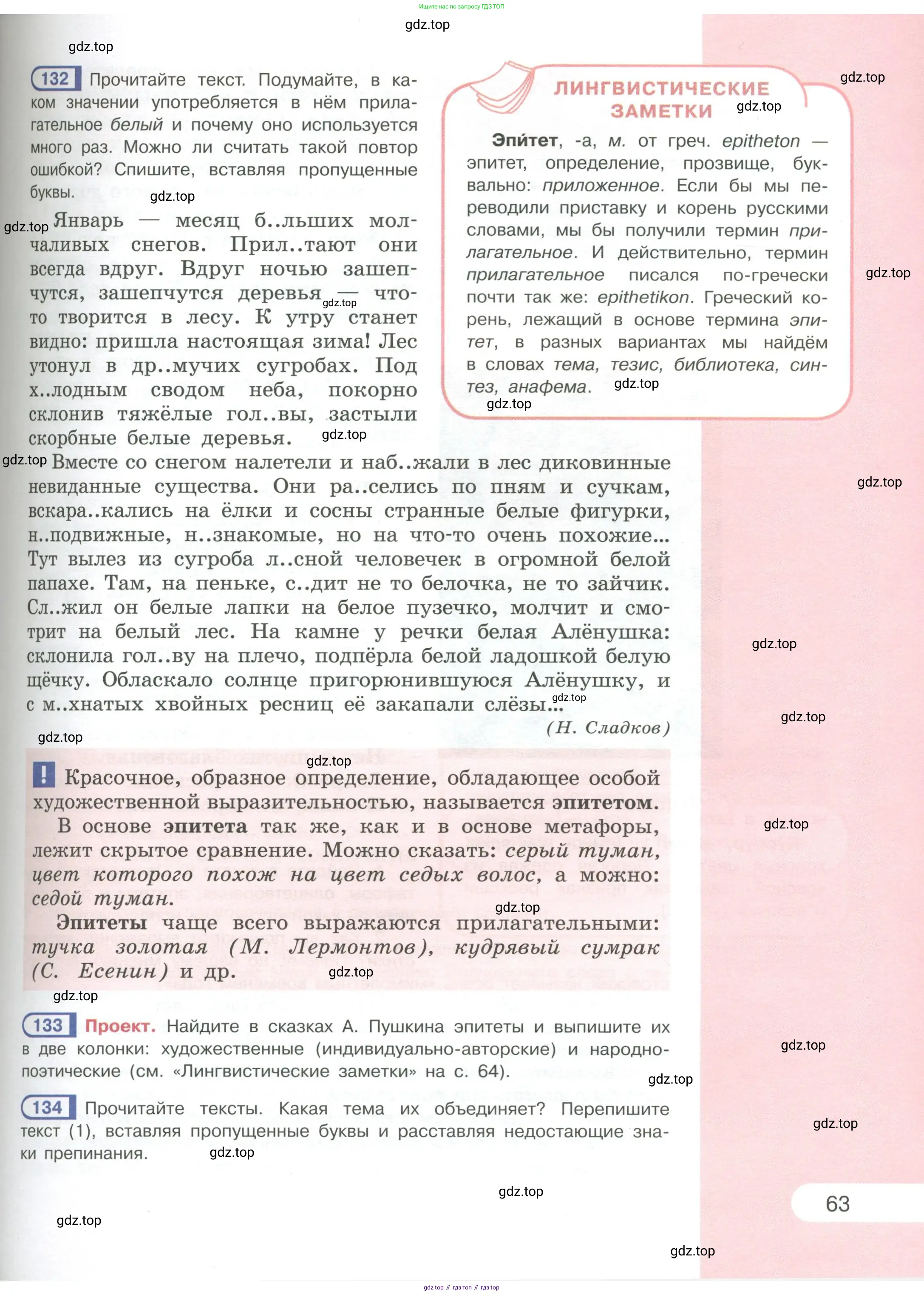 Русский язык, 6 класс Учебник, авторы: Рыбченкова Лидия Макаровна, Александрова Ольга Макаровна, Загоровская Ольга Владимировна, Нарушевич Андрей Георгиевич, Григорьев Андрей Владимирович, Леонтьева Юлия Николаевна, издательство Просвещение, Москва, 2019 - 2022, Часть 1, страница 63