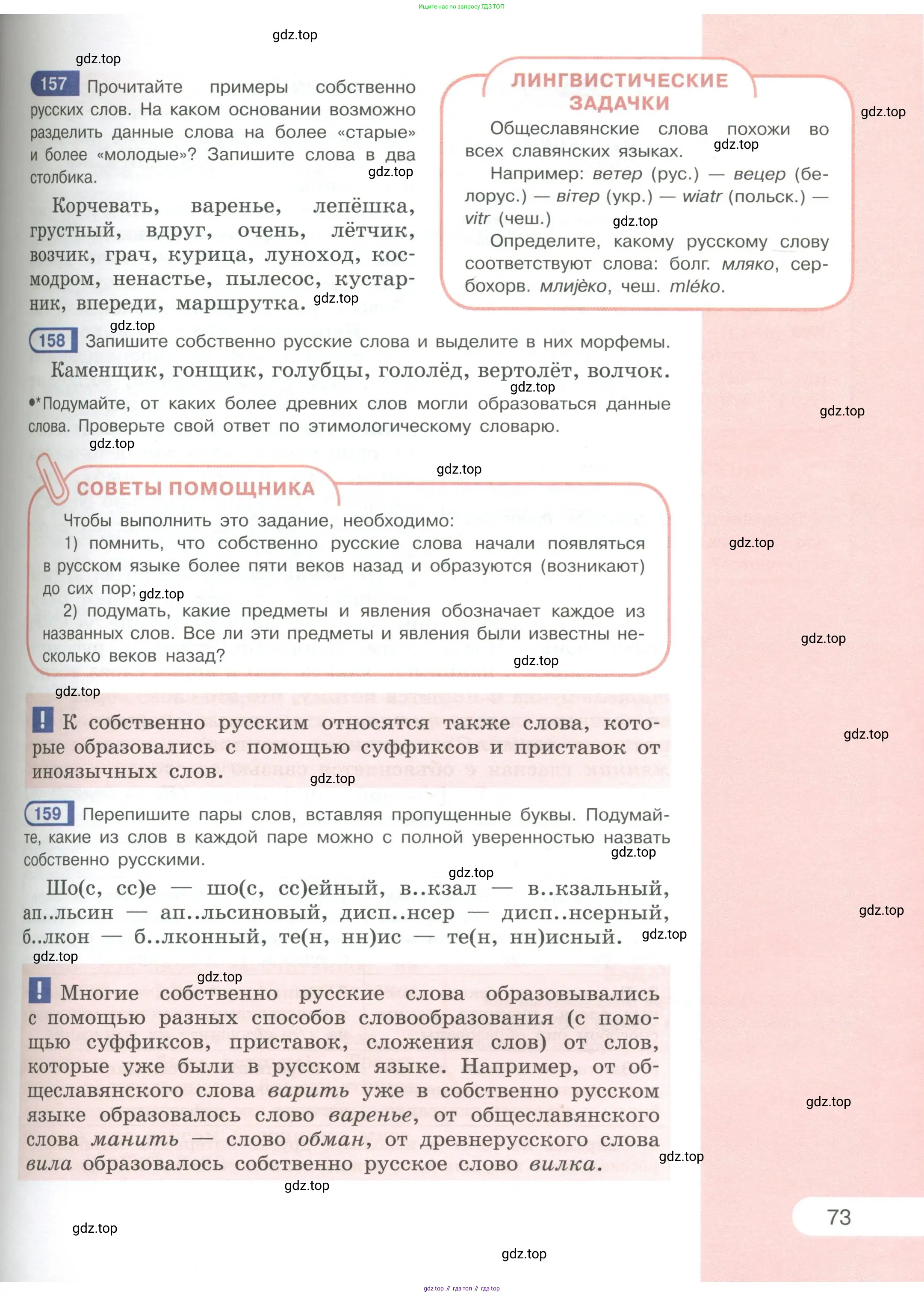 Русский язык, 6 класс Учебник, авторы: Рыбченкова Лидия Макаровна, Александрова Ольга Макаровна, Загоровская Ольга Владимировна, Нарушевич Андрей Георгиевич, Григорьев Андрей Владимирович, Леонтьева Юлия Николаевна, издательство Просвещение, Москва, 2019 - 2022, Часть 1, страница 73