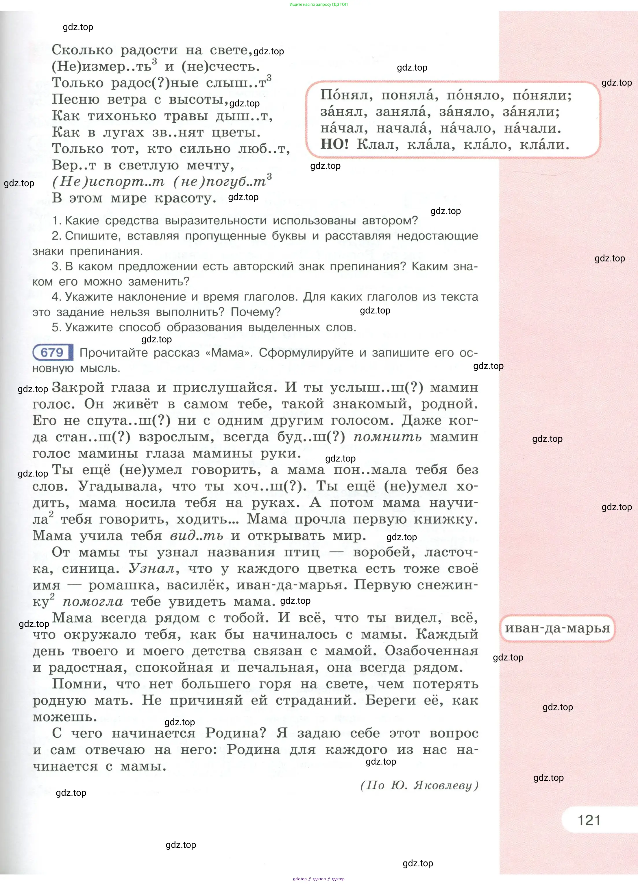 Русский язык, 6 класс Учебник, авторы: Рыбченкова Лидия Макаровна, Александрова Ольга Макаровна, Загоровская Ольга Владимировна, Нарушевич Андрей Георгиевич, Григорьев Андрей Владимирович, Леонтьева Юлия Николаевна, издательство Просвещение, Москва, 2019 - 2022, Часть 1, страница 121