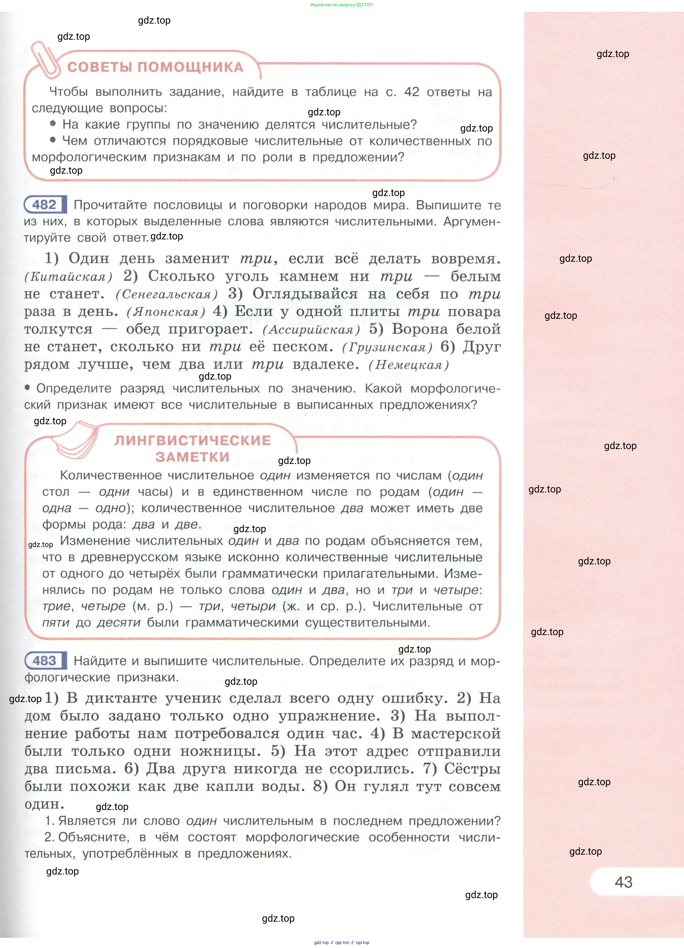 Русский язык, 6 класс Учебник, авторы: Рыбченкова Лидия Макаровна, Александрова Ольга Макаровна, Загоровская Ольга Владимировна, Нарушевич Андрей Георгиевич, Григорьев Андрей Владимирович, Леонтьева Юлия Николаевна, издательство Просвещение, Москва, 2019 - 2022, Часть 1, страница 43