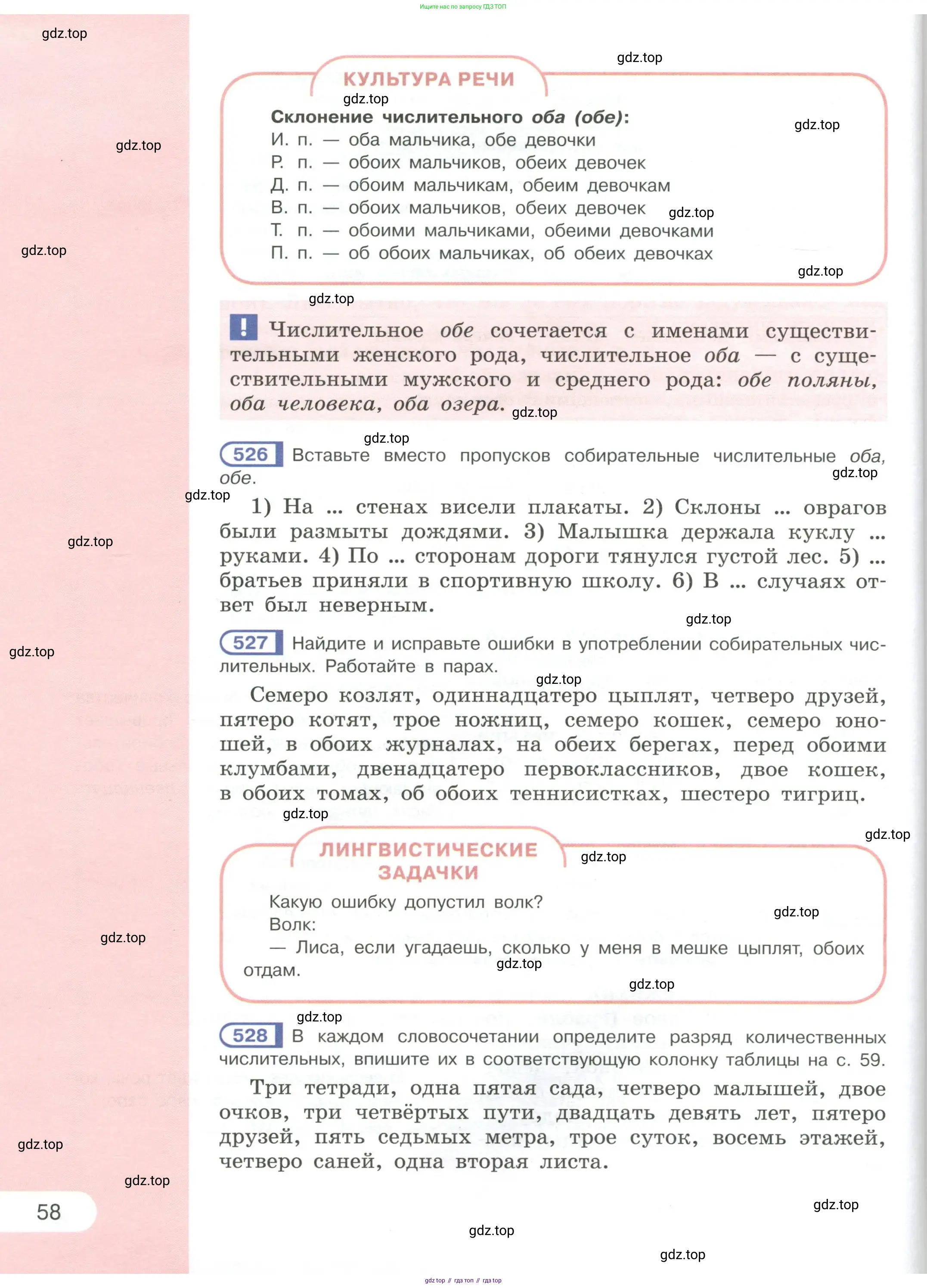 Русский язык, 6 класс Учебник, авторы: Рыбченкова Лидия Макаровна, Александрова Ольга Макаровна, Загоровская Ольга Владимировна, Нарушевич Андрей Георгиевич, Григорьев Андрей Владимирович, Леонтьева Юлия Николаевна, издательство Просвещение, Москва, 2019 - 2022, Часть 1, страница 58