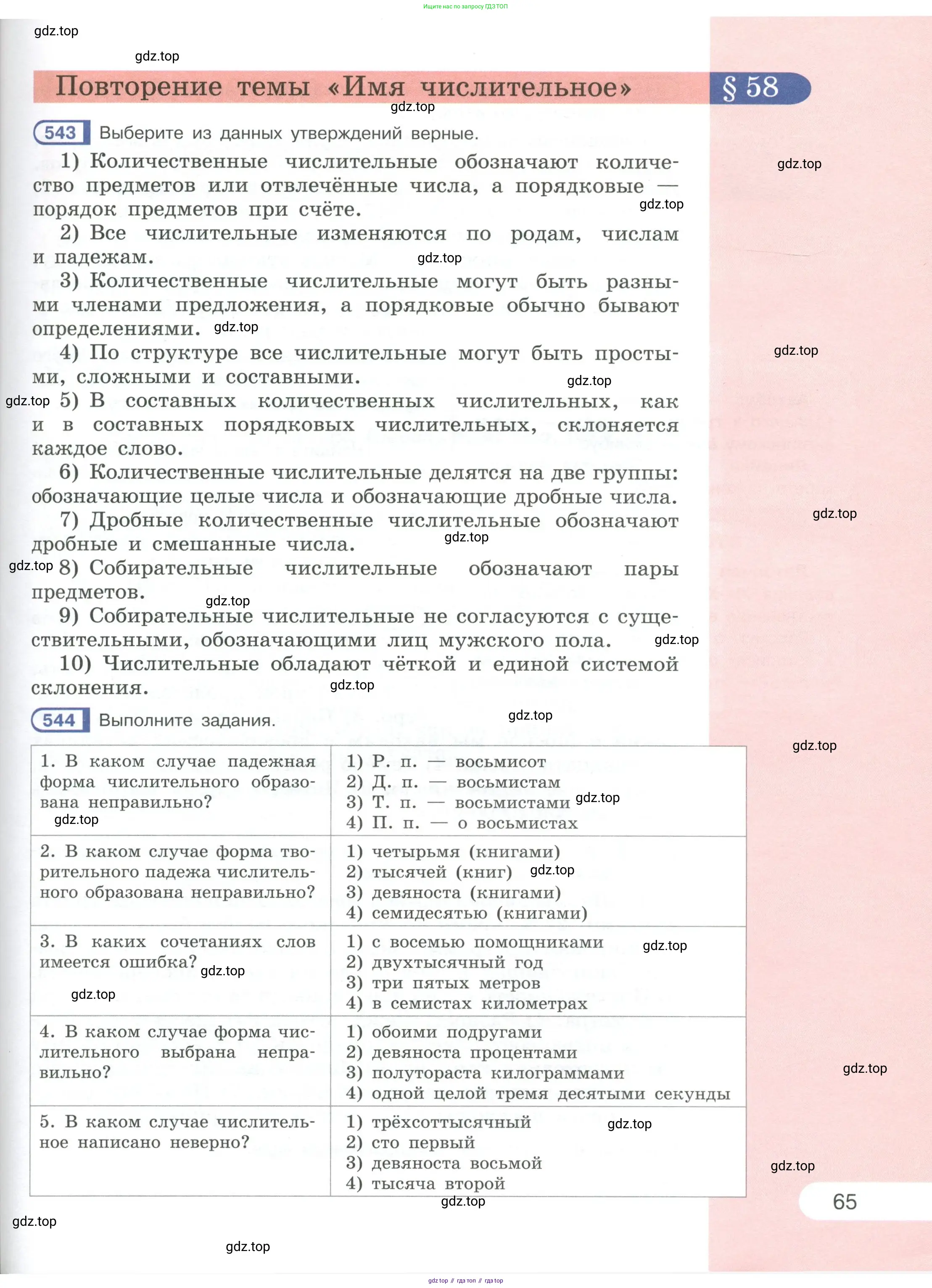 Русский язык, 6 класс Учебник, авторы: Рыбченкова Лидия Макаровна, Александрова Ольга Макаровна, Загоровская Ольга Владимировна, Нарушевич Андрей Георгиевич, Григорьев Андрей Владимирович, Леонтьева Юлия Николаевна, издательство Просвещение, Москва, 2019 - 2022, Часть 1, страница 65