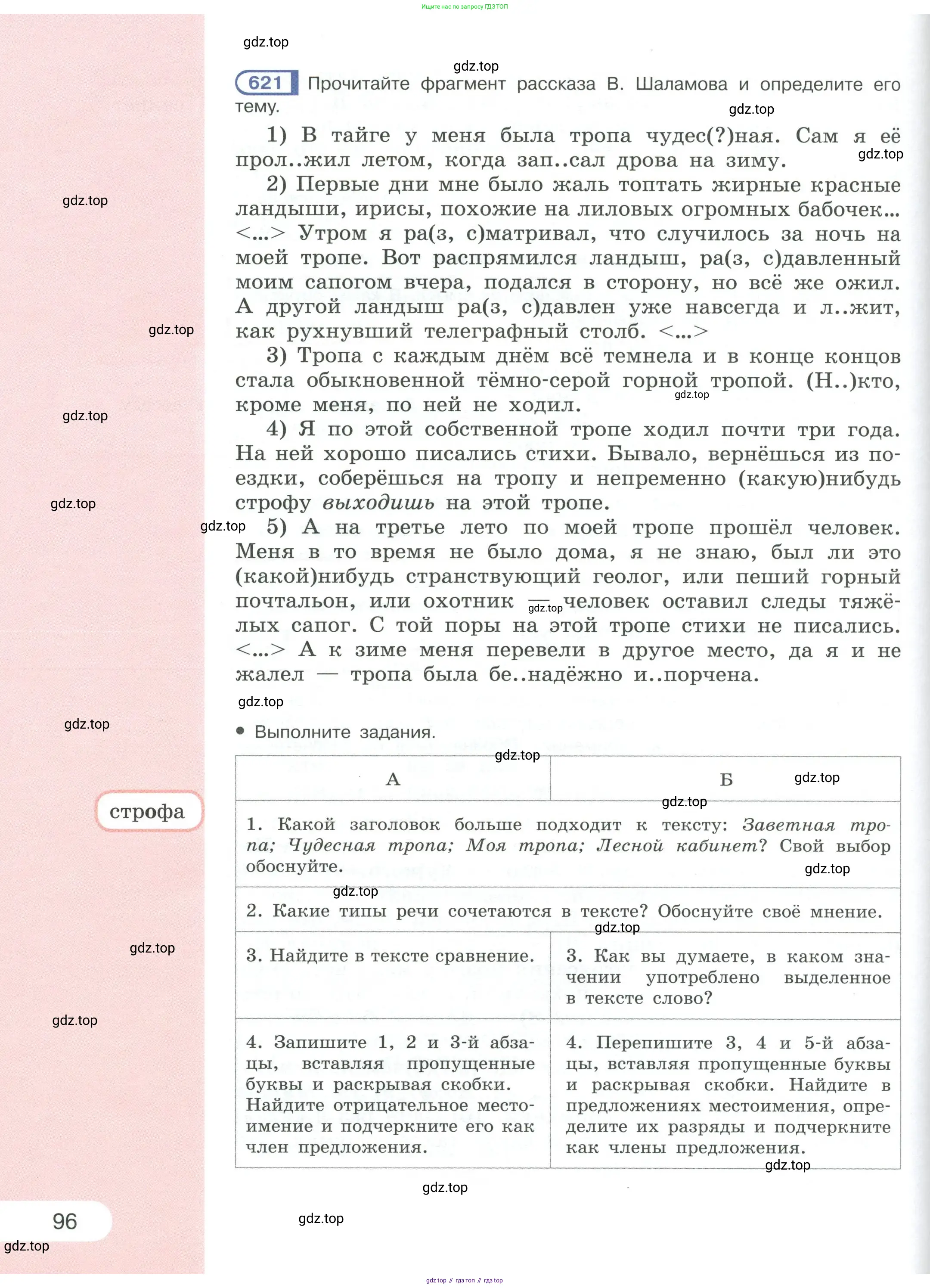 Русский язык, 6 класс Учебник, авторы: Рыбченкова Лидия Макаровна, Александрова Ольга Макаровна, Загоровская Ольга Владимировна, Нарушевич Андрей Георгиевич, Григорьев Андрей Владимирович, Леонтьева Юлия Николаевна, издательство Просвещение, Москва, 2019 - 2022, Часть 1, страница 96