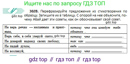 Русский язык, 6 класс Учебник, авторы: Сабитова Зинаида Какбаевна, Бейсембаев Амангельды Ракишевич, издательство Мектеп, Алматы, 2018, Часть 2, страница 25, номер 302В, Условие