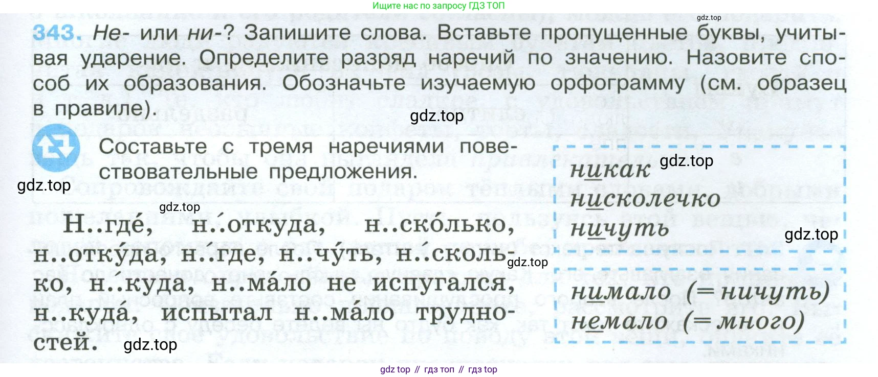 Русский язык, 7 класс Учебник, авторы: Баранов Михаил Трофимович, Ладыженская Таиса Алексеевна, Тростенцова Лидия Александровна, Ладыженская Наталия Вениаминовна, Александрова Ольга Макаровна, Дейкина Алевтина Дмитриевна, Антонова Любовь Геннадиевна, Григорян Лариса Трофимовна, Кулибаба Иван Иванович, издательство Просвещение, Москва, 2023, зелёного цвета, Часть 1, страница 199, номер 343, Условие 2024-2027