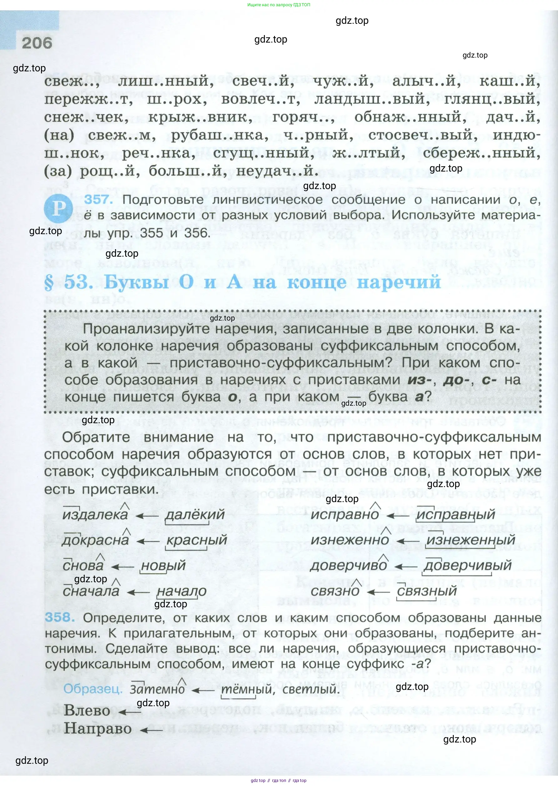 Русский язык, 7 класс Учебник, авторы: Баранов Михаил Трофимович, Ладыженская Таиса Алексеевна, Тростенцова Лидия Александровна, Ладыженская Наталия Вениаминовна, Александрова Ольга Макаровна, Дейкина Алевтина Дмитриевна, Антонова Любовь Геннадиевна, Григорян Лариса Трофимовна, Кулибаба Иван Иванович, издательство Просвещение, Москва, 2023, зелёного цвета, Часть 1, страница 206