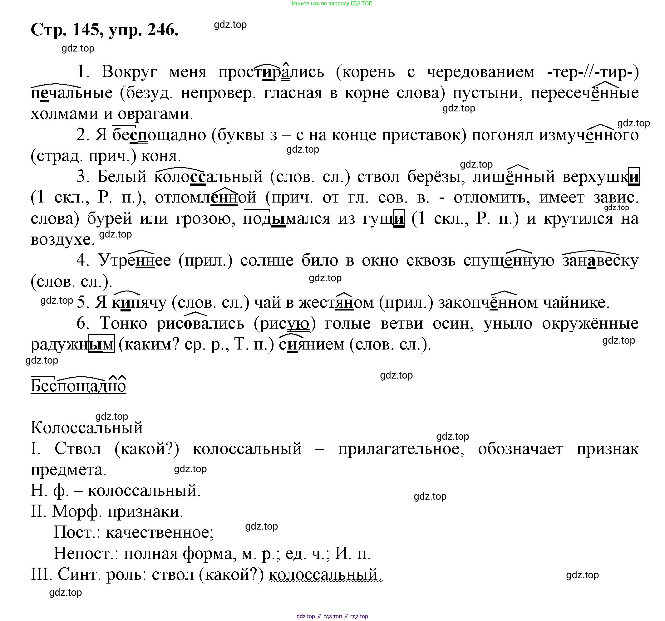 Русский язык, 7 класс Учебник, авторы: Баранов Михаил Трофимович, Ладыженская Таиса Алексеевна, Тростенцова Лидия Александровна, Ладыженская Наталия Вениаминовна, Александрова Ольга Макаровна, Дейкина Алевтина Дмитриевна, Антонова Любовь Геннадиевна, Григорян Лариса Трофимовна, Кулибаба Иван Иванович, издательство Просвещение, Москва, 2023, зелёного цвета, Часть 1, страница 145, номер 246, Решение 1 (2024-2027)