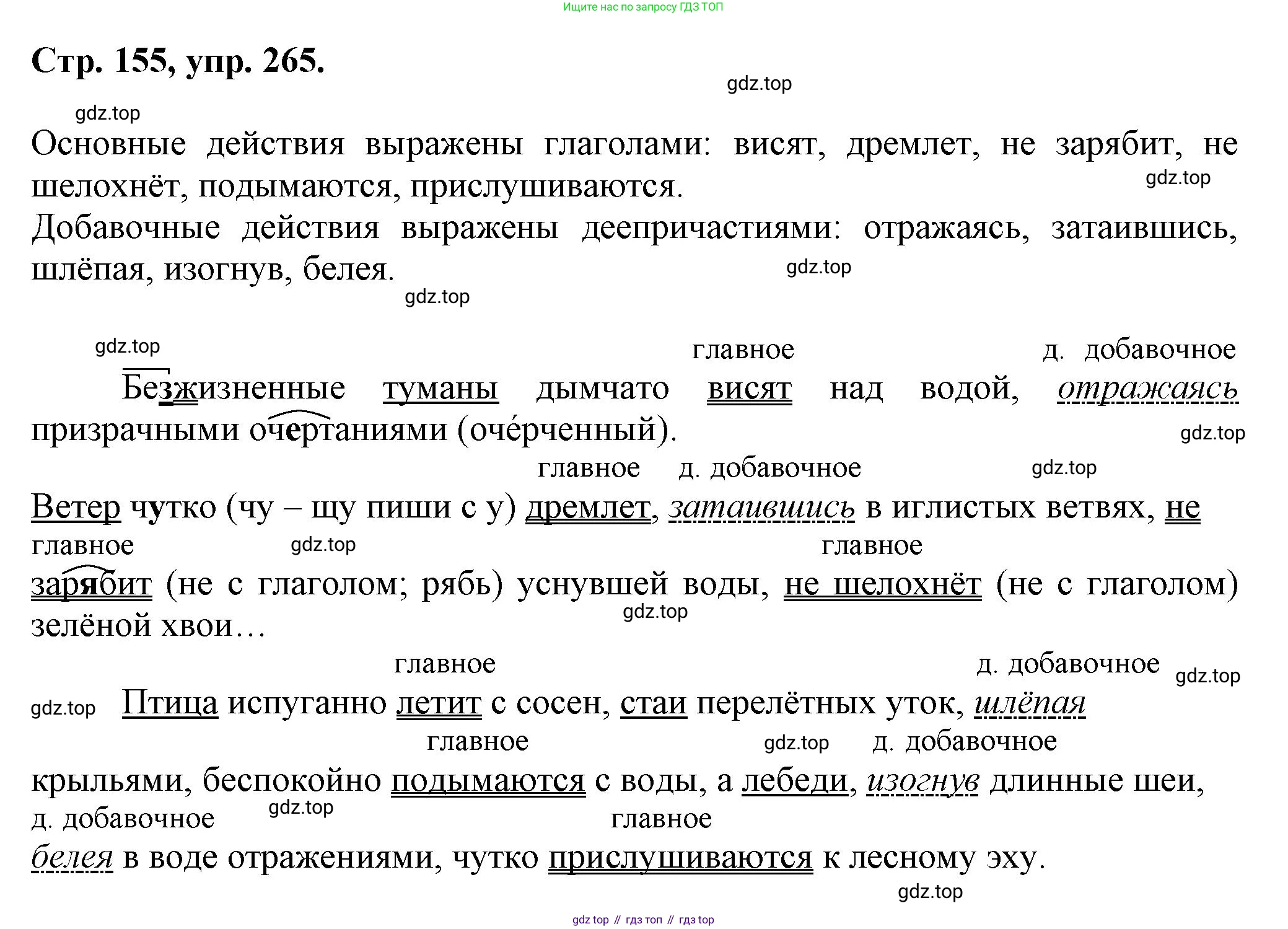 Русский язык, 7 класс Учебник, авторы: Баранов Михаил Трофимович, Ладыженская Таиса Алексеевна, Тростенцова Лидия Александровна, Ладыженская Наталия Вениаминовна, Александрова Ольга Макаровна, Дейкина Алевтина Дмитриевна, Антонова Любовь Геннадиевна, Григорян Лариса Трофимовна, Кулибаба Иван Иванович, издательство Просвещение, Москва, 2023, зелёного цвета, Часть 1, страница 155, номер 265, Решение 1 (2024-2027)