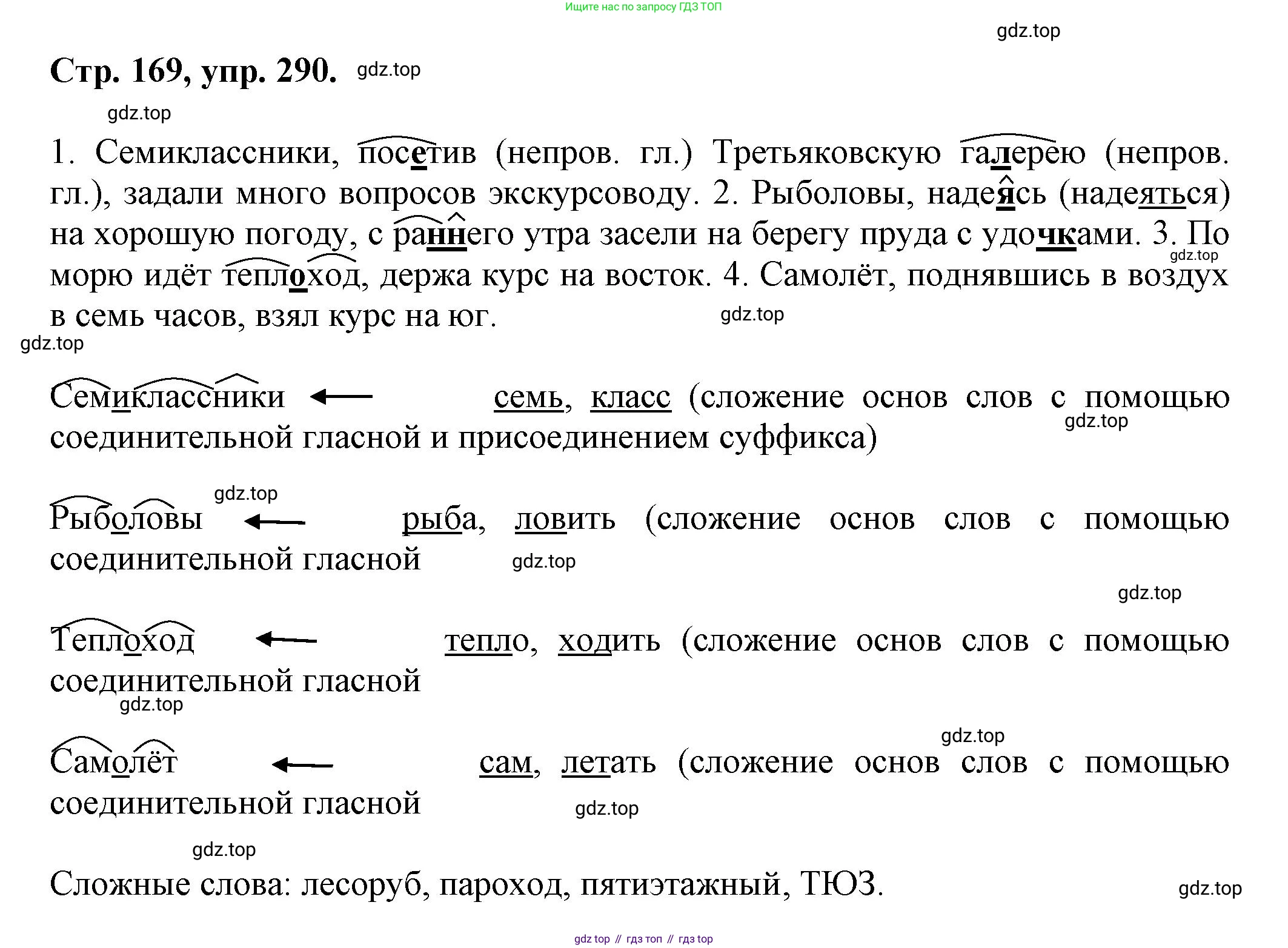 Русский язык, 7 класс Учебник, авторы: Баранов Михаил Трофимович, Ладыженская Таиса Алексеевна, Тростенцова Лидия Александровна, Ладыженская Наталия Вениаминовна, Александрова Ольга Макаровна, Дейкина Алевтина Дмитриевна, Антонова Любовь Геннадиевна, Григорян Лариса Трофимовна, Кулибаба Иван Иванович, издательство Просвещение, Москва, 2023, зелёного цвета, Часть 1, страница 169, номер 290, Решение 1 (2024-2027)