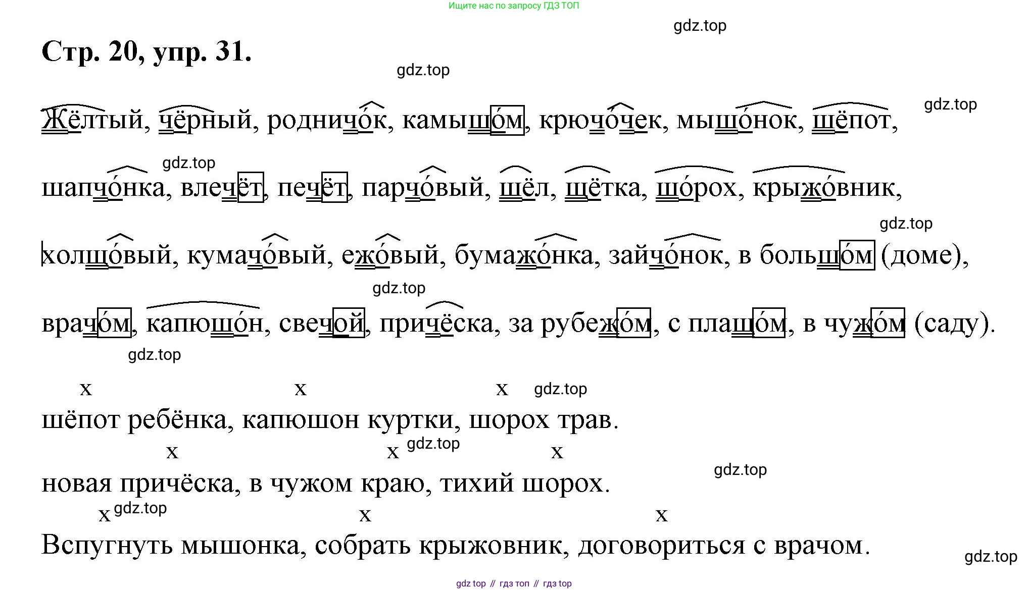 Русский язык, 7 класс Учебник, авторы: Баранов Михаил Трофимович, Ладыженская Таиса Алексеевна, Тростенцова Лидия Александровна, Ладыженская Наталия Вениаминовна, Александрова Ольга Макаровна, Дейкина Алевтина Дмитриевна, Антонова Любовь Геннадиевна, Григорян Лариса Трофимовна, Кулибаба Иван Иванович, издательство Просвещение, Москва, 2023, зелёного цвета, Часть 1, страница 20, номер 31, Решение 1 (2024-2027)
