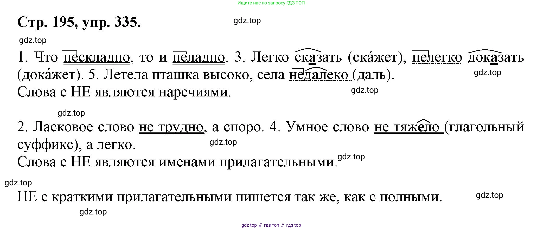 Русский язык, 7 класс Учебник, авторы: Баранов Михаил Трофимович, Ладыженская Таиса Алексеевна, Тростенцова Лидия Александровна, Ладыженская Наталия Вениаминовна, Александрова Ольга Макаровна, Дейкина Алевтина Дмитриевна, Антонова Любовь Геннадиевна, Григорян Лариса Трофимовна, Кулибаба Иван Иванович, издательство Просвещение, Москва, 2023, зелёного цвета, Часть 1, страница 195, номер 335, Решение 1 (2024-2027)