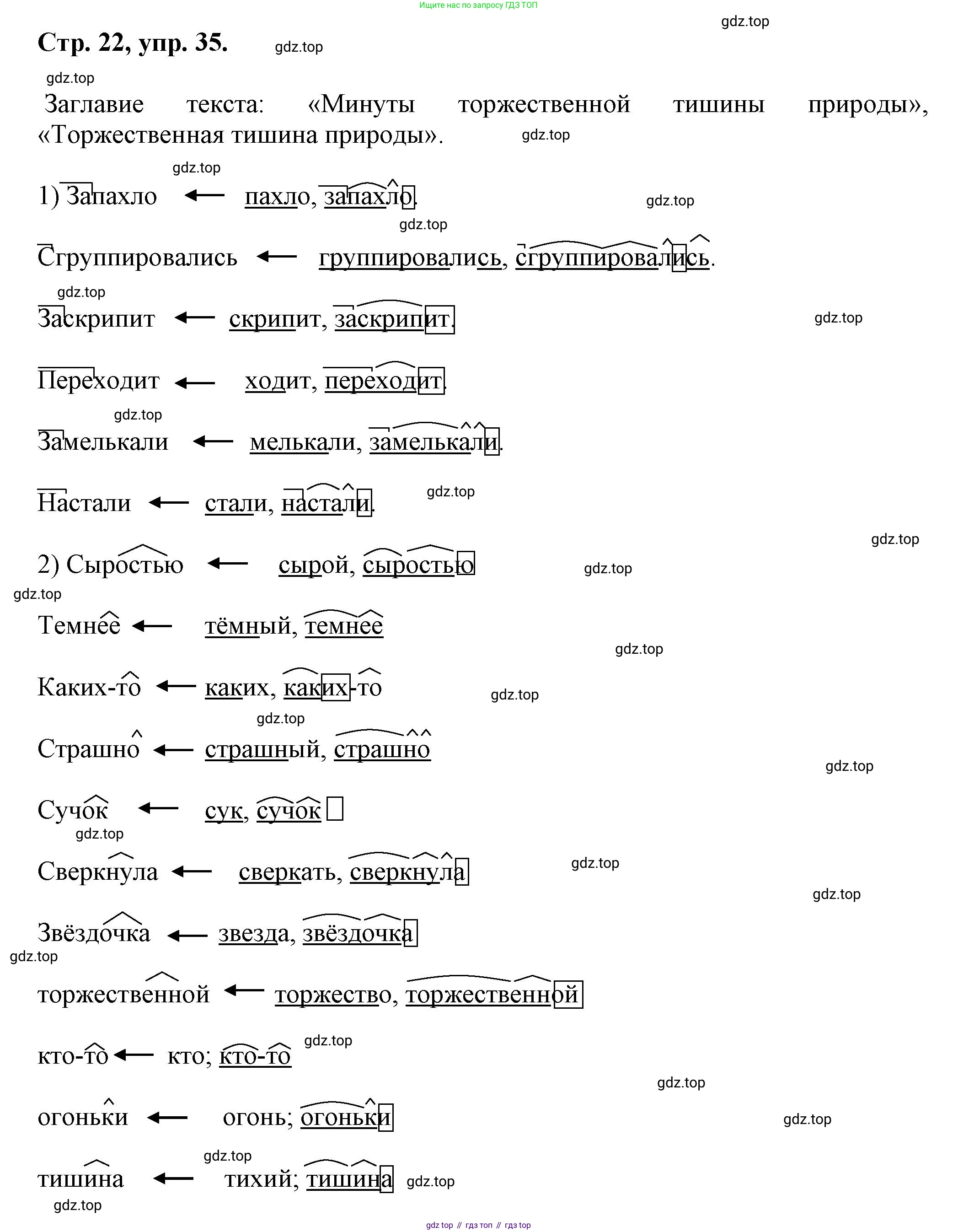 Русский язык, 7 класс Учебник, авторы: Баранов Михаил Трофимович, Ладыженская Таиса Алексеевна, Тростенцова Лидия Александровна, Ладыженская Наталия Вениаминовна, Александрова Ольга Макаровна, Дейкина Алевтина Дмитриевна, Антонова Любовь Геннадиевна, Григорян Лариса Трофимовна, Кулибаба Иван Иванович, издательство Просвещение, Москва, 2023, зелёного цвета, Часть 1, страница 22, номер 35, Решение 1 (2024-2027)