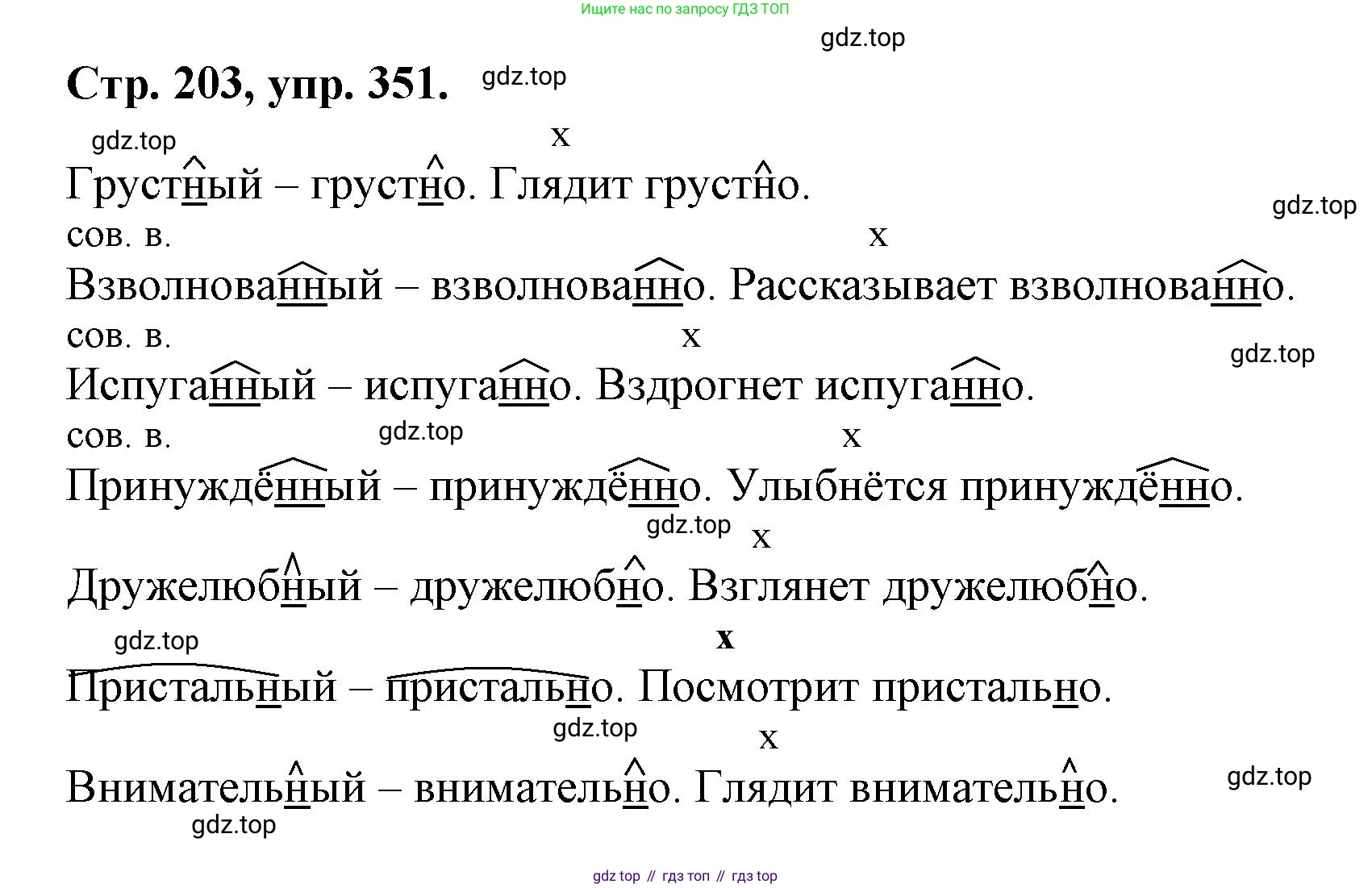 Русский язык, 7 класс Учебник, авторы: Баранов Михаил Трофимович, Ладыженская Таиса Алексеевна, Тростенцова Лидия Александровна, Ладыженская Наталия Вениаминовна, Александрова Ольга Макаровна, Дейкина Алевтина Дмитриевна, Антонова Любовь Геннадиевна, Григорян Лариса Трофимовна, Кулибаба Иван Иванович, издательство Просвещение, Москва, 2023, зелёного цвета, Часть 1, страница 203, номер 351, Решение 1 (2024-2027)
