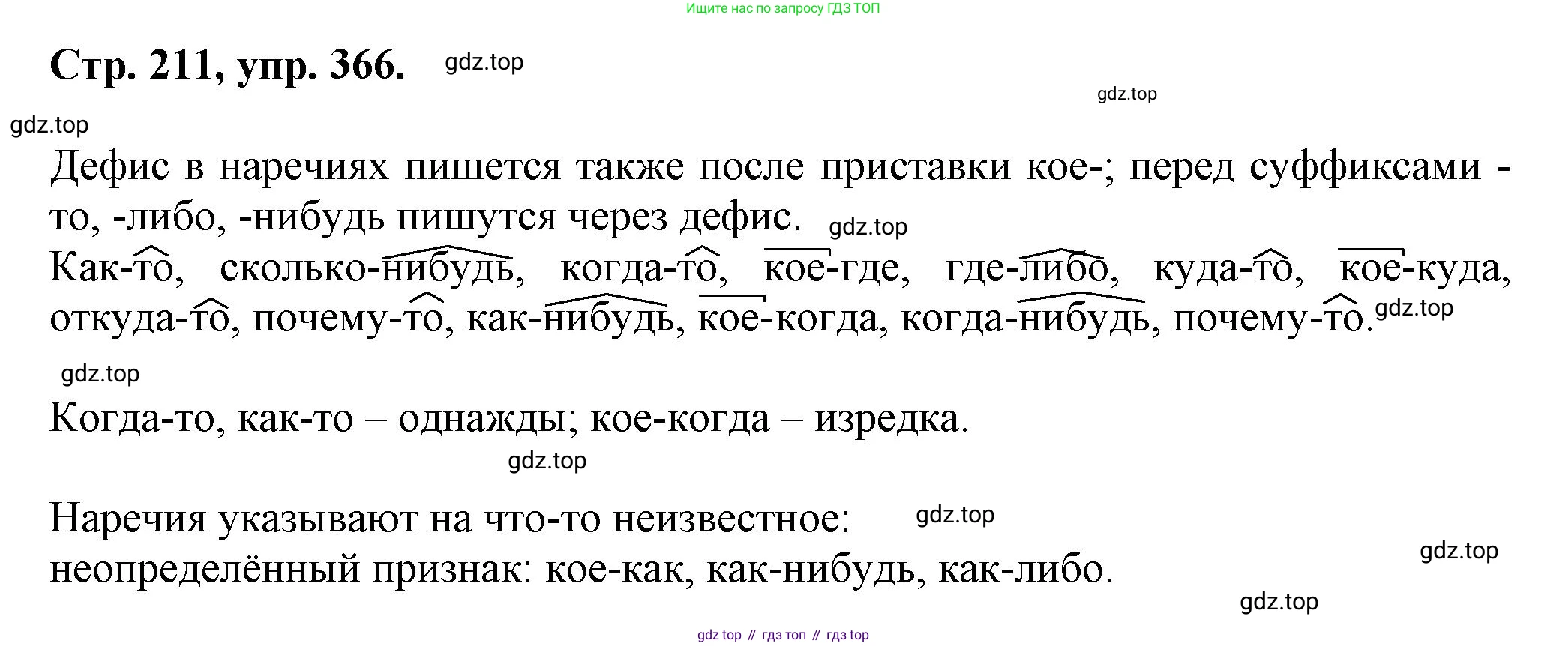 Русский язык, 7 класс Учебник, авторы: Баранов Михаил Трофимович, Ладыженская Таиса Алексеевна, Тростенцова Лидия Александровна, Ладыженская Наталия Вениаминовна, Александрова Ольга Макаровна, Дейкина Алевтина Дмитриевна, Антонова Любовь Геннадиевна, Григорян Лариса Трофимовна, Кулибаба Иван Иванович, издательство Просвещение, Москва, 2023, зелёного цвета, Часть 1, страница 211, номер 366, Решение 1 (2024-2027)