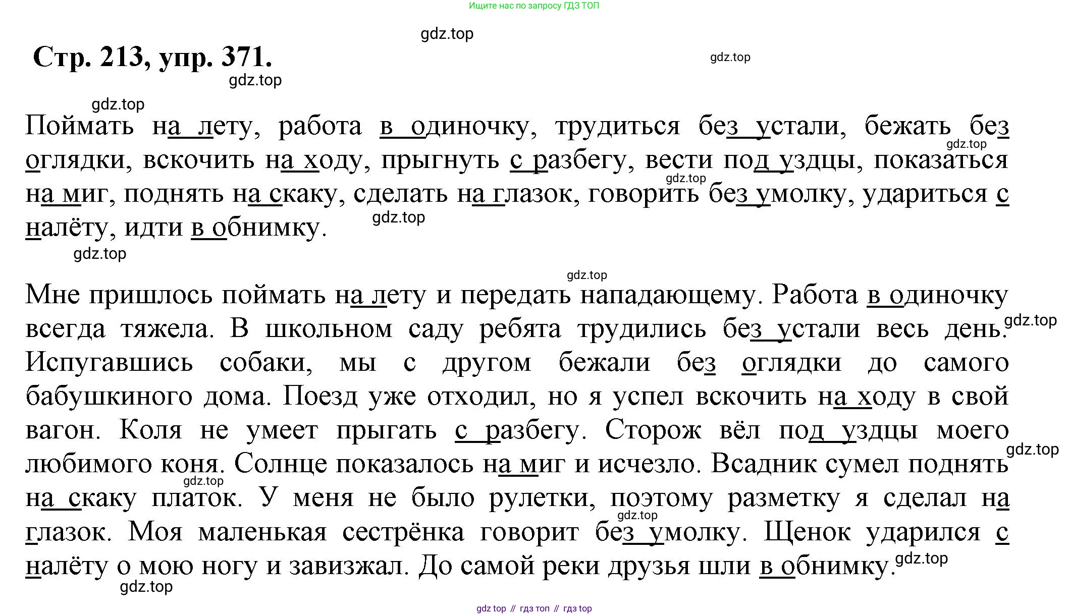 Русский язык, 7 класс Учебник, авторы: Баранов Михаил Трофимович, Ладыженская Таиса Алексеевна, Тростенцова Лидия Александровна, Ладыженская Наталия Вениаминовна, Александрова Ольга Макаровна, Дейкина Алевтина Дмитриевна, Антонова Любовь Геннадиевна, Григорян Лариса Трофимовна, Кулибаба Иван Иванович, издательство Просвещение, Москва, 2023, зелёного цвета, Часть 1, страница 213, номер 371, Решение 1 (2024-2027)