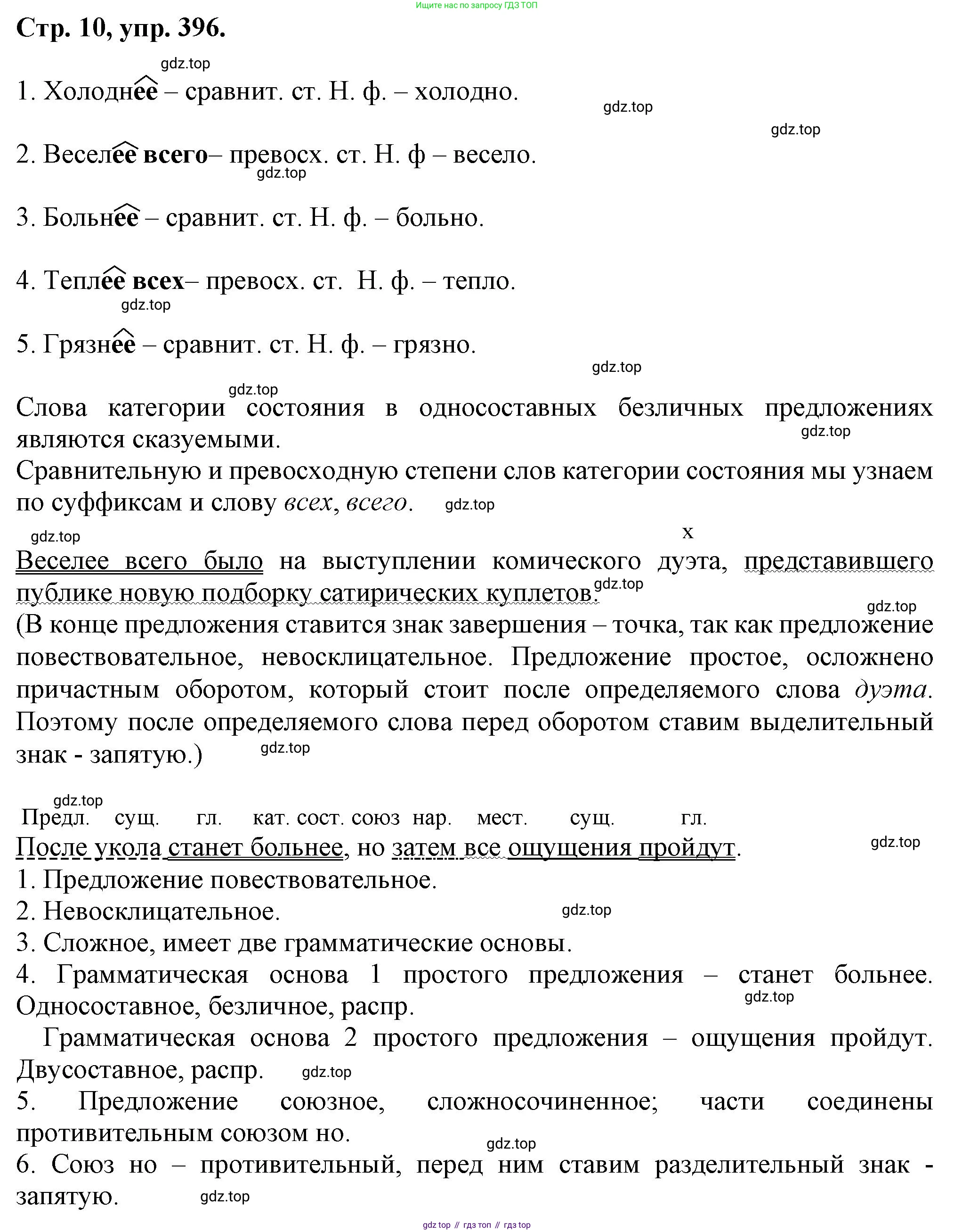 Русский язык, 7 класс Учебник, авторы: Баранов Михаил Трофимович, Ладыженская Таиса Алексеевна, Тростенцова Лидия Александровна, Ладыженская Наталия Вениаминовна, Александрова Ольга Макаровна, Дейкина Алевтина Дмитриевна, Антонова Любовь Геннадиевна, Григорян Лариса Трофимовна, Кулибаба Иван Иванович, издательство Просвещение, Москва, 2023, зелёного цвета, Часть 2, страница 10, номер 396, Решение 1 (2024-2027)