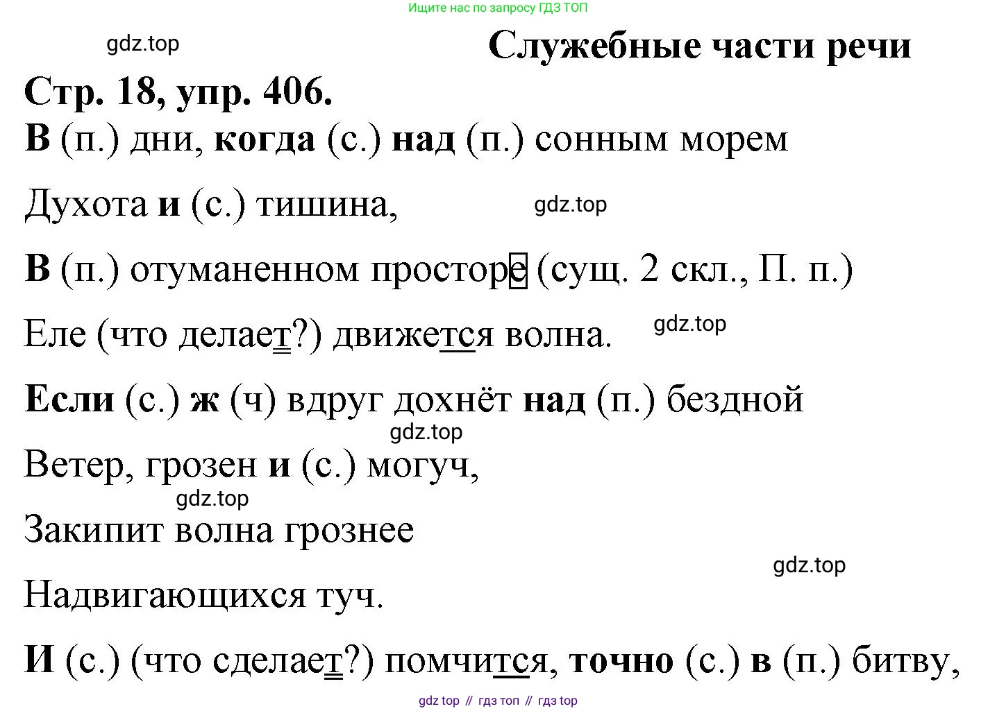 Русский язык, 7 класс Учебник, авторы: Баранов Михаил Трофимович, Ладыженская Таиса Алексеевна, Тростенцова Лидия Александровна, Ладыженская Наталия Вениаминовна, Александрова Ольга Макаровна, Дейкина Алевтина Дмитриевна, Антонова Любовь Геннадиевна, Григорян Лариса Трофимовна, Кулибаба Иван Иванович, издательство Просвещение, Москва, 2023, зелёного цвета, Часть 2, страница 18, номер 406, Решение 1 (2024-2027)