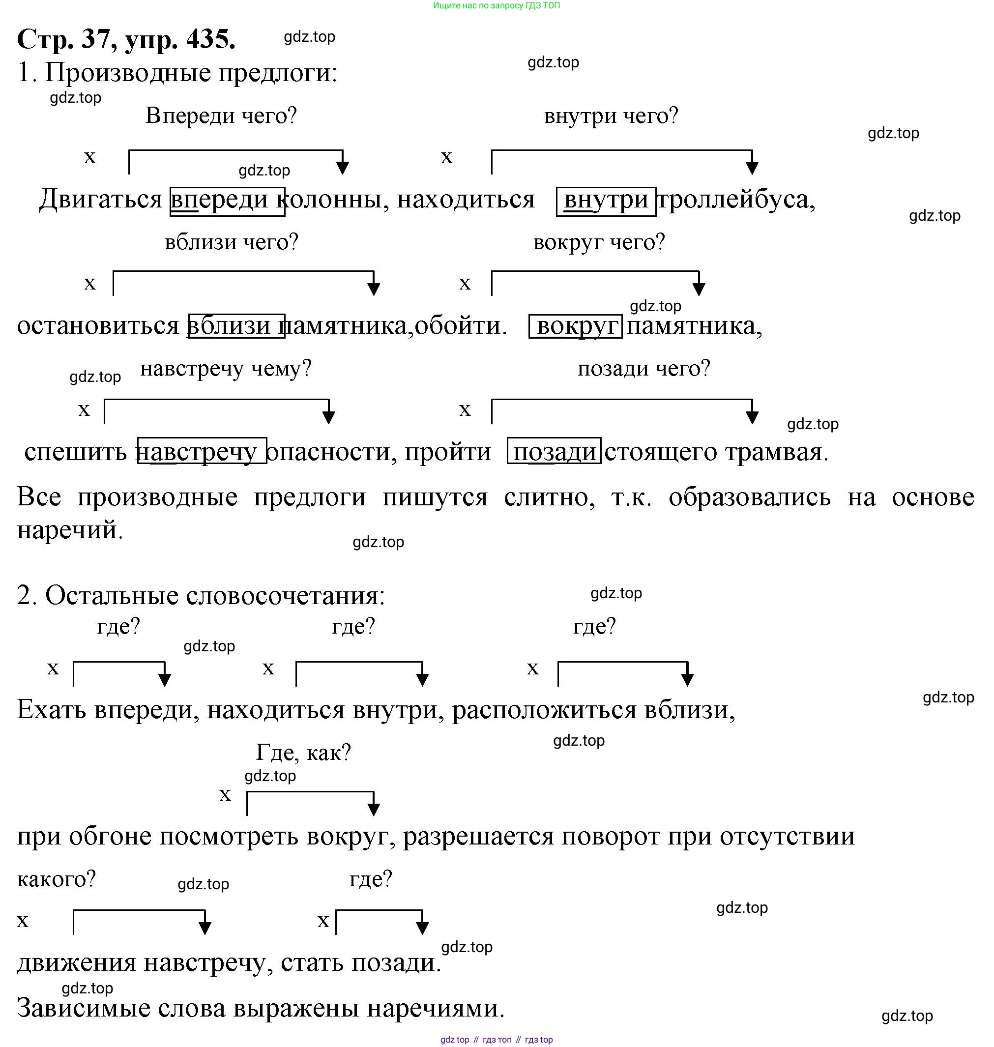 Русский язык, 7 класс Учебник, авторы: Баранов Михаил Трофимович, Ладыженская Таиса Алексеевна, Тростенцова Лидия Александровна, Ладыженская Наталия Вениаминовна, Александрова Ольга Макаровна, Дейкина Алевтина Дмитриевна, Антонова Любовь Геннадиевна, Григорян Лариса Трофимовна, Кулибаба Иван Иванович, издательство Просвещение, Москва, 2023, зелёного цвета, Часть 2, страница 37, номер 435, Решение 1 (2024-2027)
