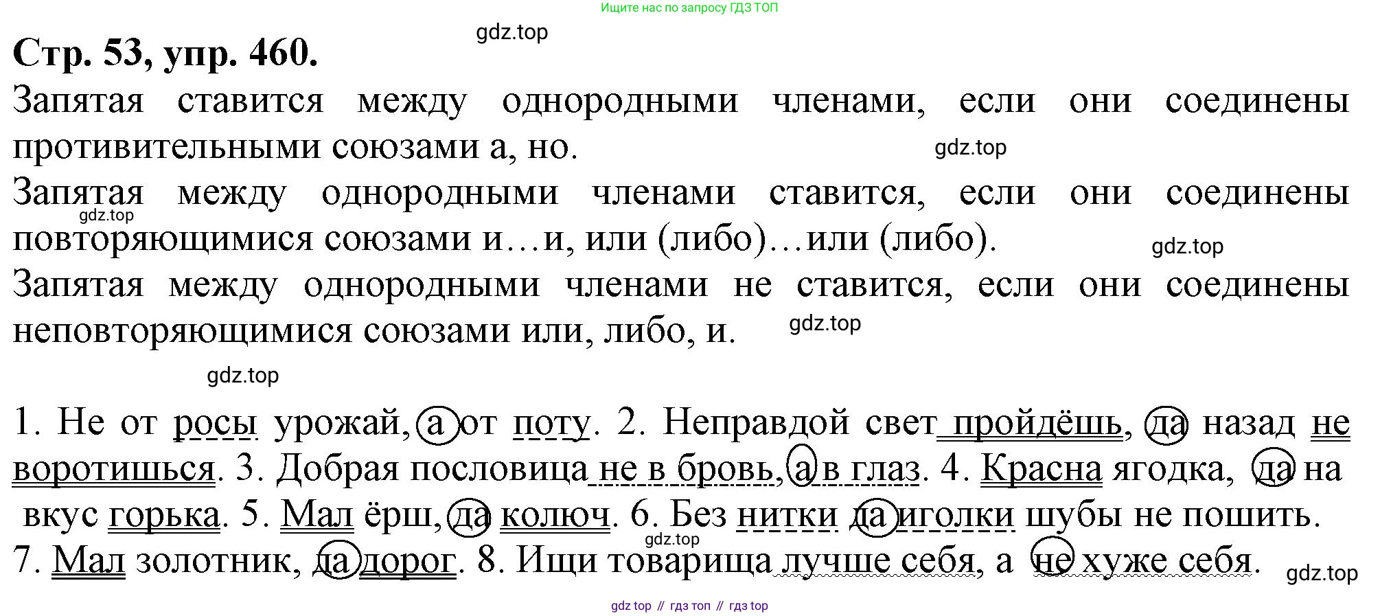 Русский язык, 7 класс Учебник, авторы: Баранов Михаил Трофимович, Ладыженская Таиса Алексеевна, Тростенцова Лидия Александровна, Ладыженская Наталия Вениаминовна, Александрова Ольга Макаровна, Дейкина Алевтина Дмитриевна, Антонова Любовь Геннадиевна, Григорян Лариса Трофимовна, Кулибаба Иван Иванович, издательство Просвещение, Москва, 2023, зелёного цвета, Часть 2, страница 53, номер 460, Решение 1 (2024-2027)