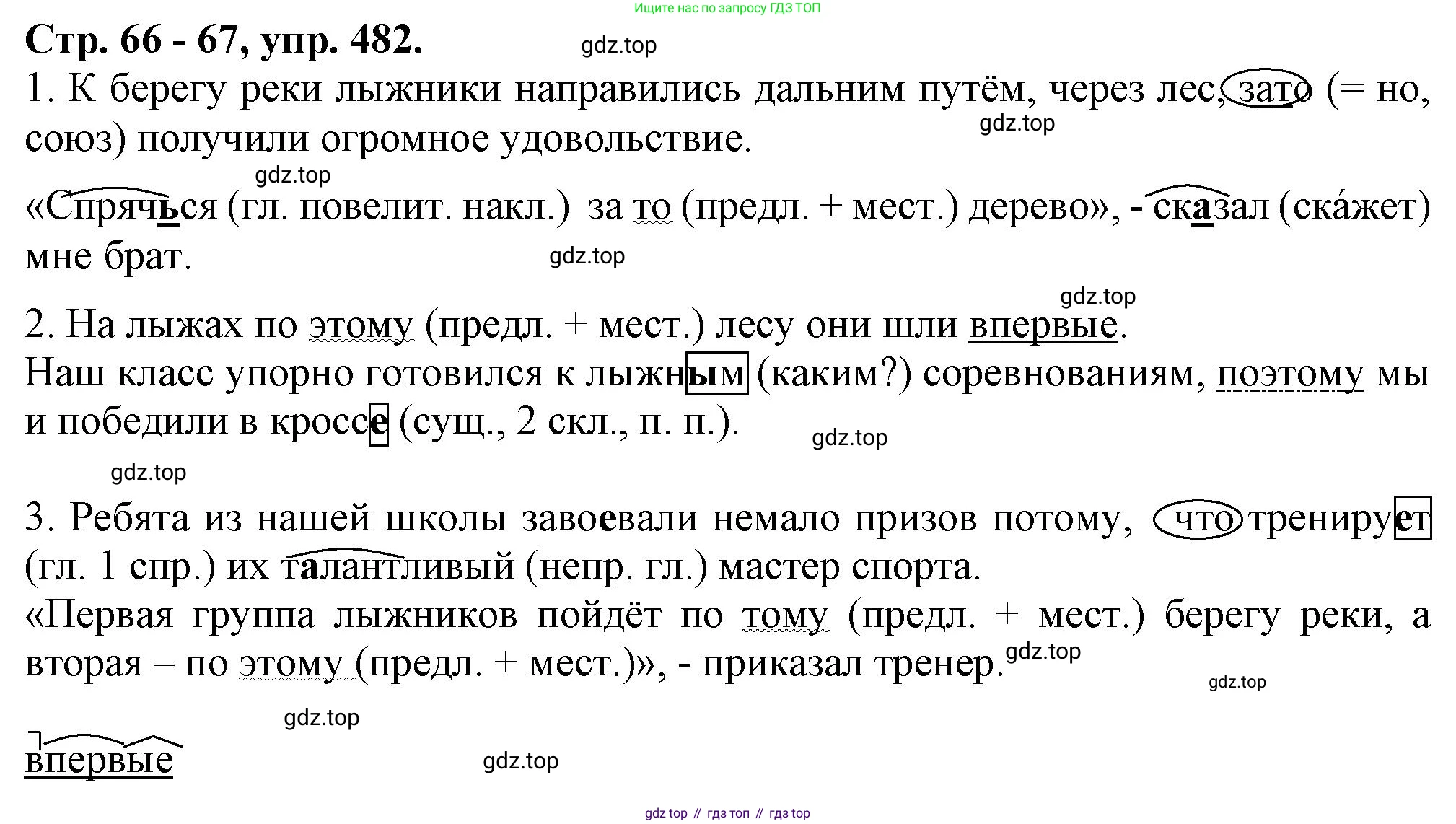 Русский язык, 7 класс Учебник, авторы: Баранов Михаил Трофимович, Ладыженская Таиса Алексеевна, Тростенцова Лидия Александровна, Ладыженская Наталия Вениаминовна, Александрова Ольга Макаровна, Дейкина Алевтина Дмитриевна, Антонова Любовь Геннадиевна, Григорян Лариса Трофимовна, Кулибаба Иван Иванович, издательство Просвещение, Москва, 2023, зелёного цвета, Часть 2, страница 66, номер 482, Решение 1 (2024-2027)