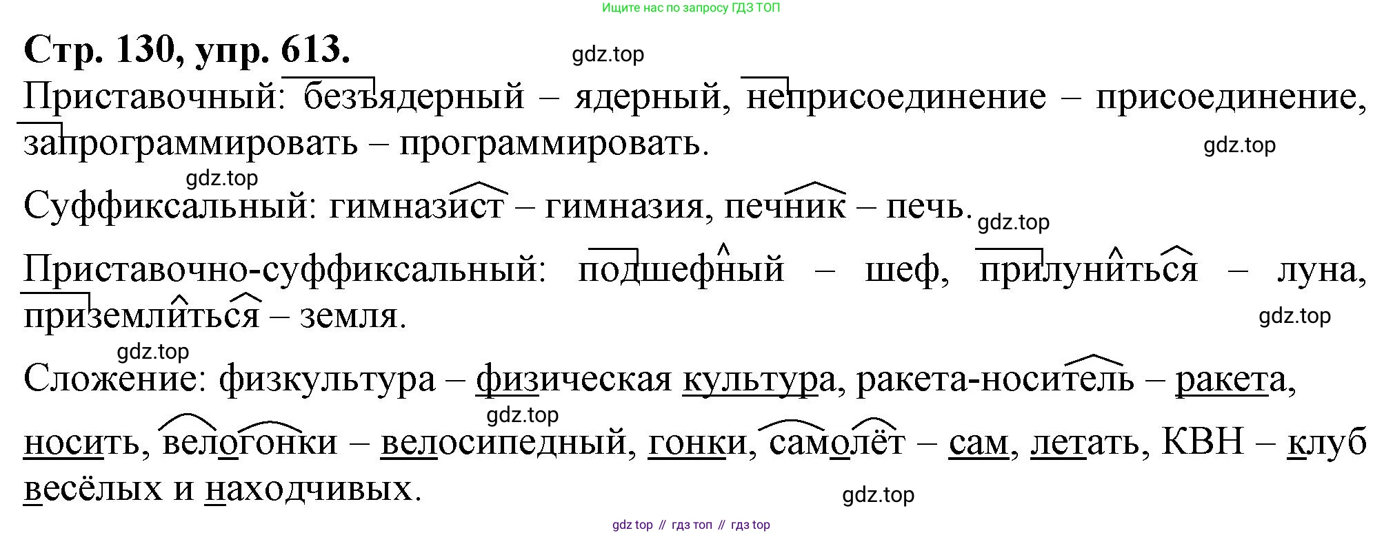 Русский язык, 7 класс Учебник, авторы: Баранов Михаил Трофимович, Ладыженская Таиса Алексеевна, Тростенцова Лидия Александровна, Ладыженская Наталия Вениаминовна, Александрова Ольга Макаровна, Дейкина Алевтина Дмитриевна, Антонова Любовь Геннадиевна, Григорян Лариса Трофимовна, Кулибаба Иван Иванович, издательство Просвещение, Москва, 2023, зелёного цвета, Часть 2, страница 130, номер 613, Решение 1 (2024-2027)