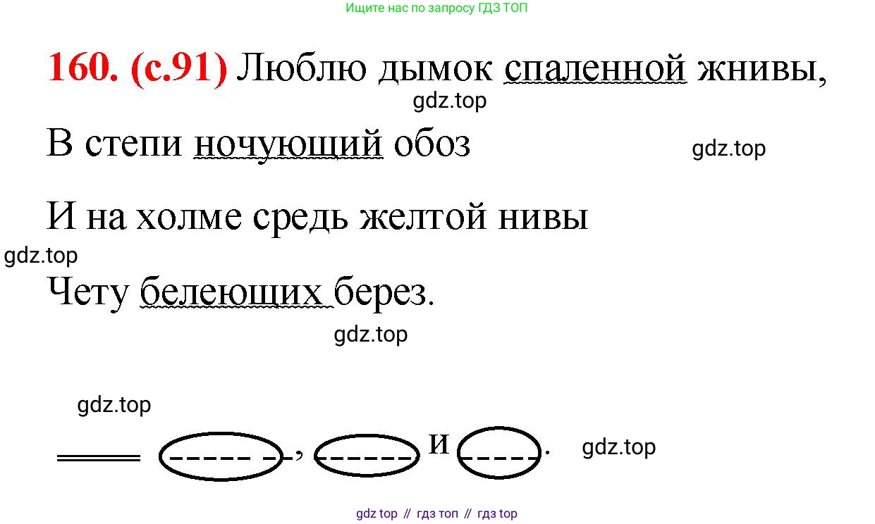 Русский язык, 7 класс Учебник, авторы: Баранов Михаил Трофимович, Ладыженская Таиса Алексеевна, Тростенцова Лидия Александровна, Ладыженская Наталия Вениаминовна, Александрова Ольга Макаровна, Дейкина Алевтина Дмитриевна, Антонова Любовь Геннадиевна, Григорян Лариса Трофимовна, Кулибаба Иван Иванович, издательство Просвещение, Москва, 2023, зелёного цвета, Часть 1, страница 91, номер 160, Решение 2 (2024-2027)
