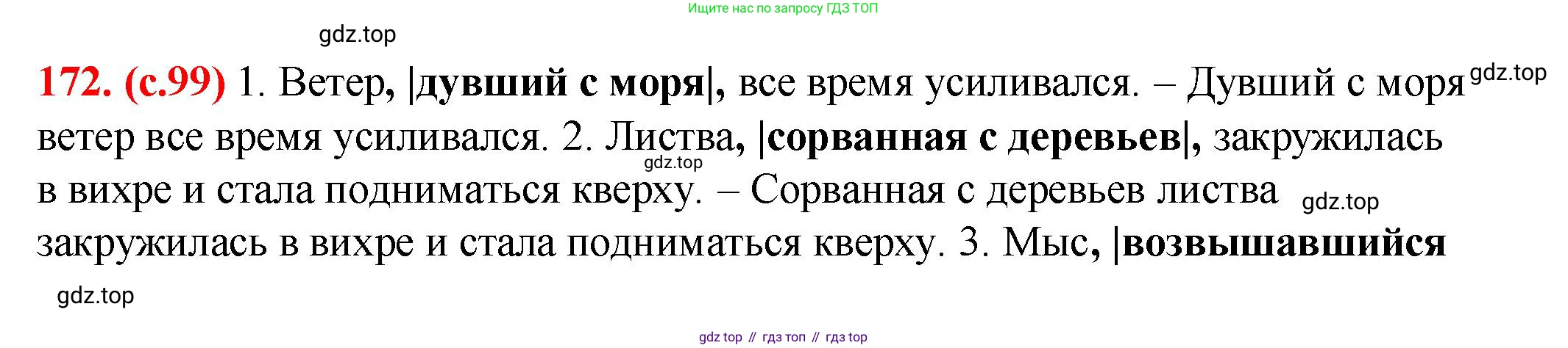 Русский язык, 7 класс Учебник, авторы: Баранов Михаил Трофимович, Ладыженская Таиса Алексеевна, Тростенцова Лидия Александровна, Ладыженская Наталия Вениаминовна, Александрова Ольга Макаровна, Дейкина Алевтина Дмитриевна, Антонова Любовь Геннадиевна, Григорян Лариса Трофимовна, Кулибаба Иван Иванович, издательство Просвещение, Москва, 2023, зелёного цвета, Часть 1, страница 99, номер 172, Решение 2 (2024-2027)