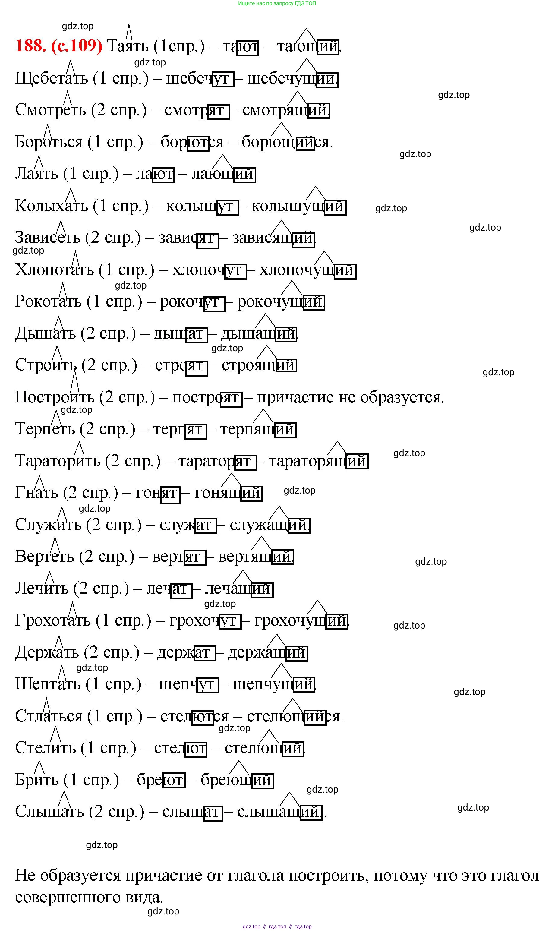 Русский язык, 7 класс Учебник, авторы: Баранов Михаил Трофимович, Ладыженская Таиса Алексеевна, Тростенцова Лидия Александровна, Ладыженская Наталия Вениаминовна, Александрова Ольга Макаровна, Дейкина Алевтина Дмитриевна, Антонова Любовь Геннадиевна, Григорян Лариса Трофимовна, Кулибаба Иван Иванович, издательство Просвещение, Москва, 2023, зелёного цвета, Часть 1, страница 109, номер 188, Решение 2 (2024-2027)