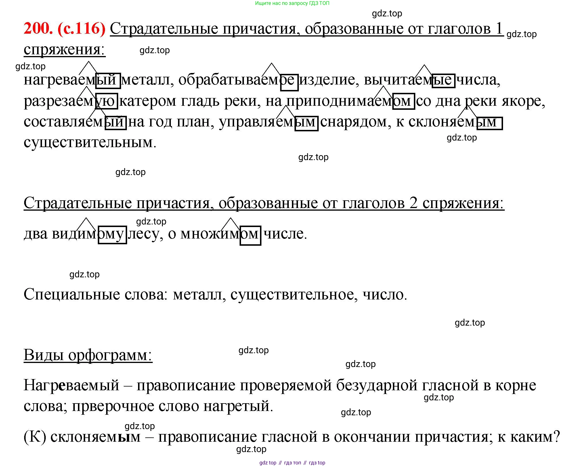 Русский язык, 7 класс Учебник, авторы: Баранов Михаил Трофимович, Ладыженская Таиса Алексеевна, Тростенцова Лидия Александровна, Ладыженская Наталия Вениаминовна, Александрова Ольга Макаровна, Дейкина Алевтина Дмитриевна, Антонова Любовь Геннадиевна, Григорян Лариса Трофимовна, Кулибаба Иван Иванович, издательство Просвещение, Москва, 2023, зелёного цвета, Часть 1, страница 116, номер 200, Решение 2 (2024-2027)
