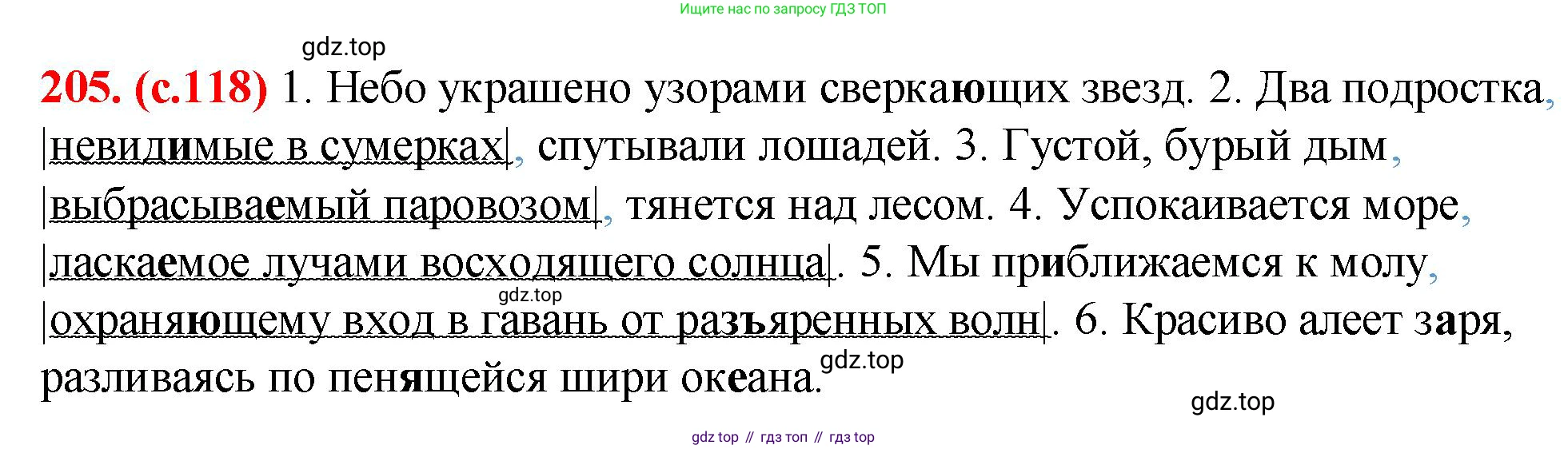 Русский язык, 7 класс Учебник, авторы: Баранов Михаил Трофимович, Ладыженская Таиса Алексеевна, Тростенцова Лидия Александровна, Ладыженская Наталия Вениаминовна, Александрова Ольга Макаровна, Дейкина Алевтина Дмитриевна, Антонова Любовь Геннадиевна, Григорян Лариса Трофимовна, Кулибаба Иван Иванович, издательство Просвещение, Москва, 2023, зелёного цвета, Часть 1, страница 118, номер 205, Решение 2 (2024-2027)
