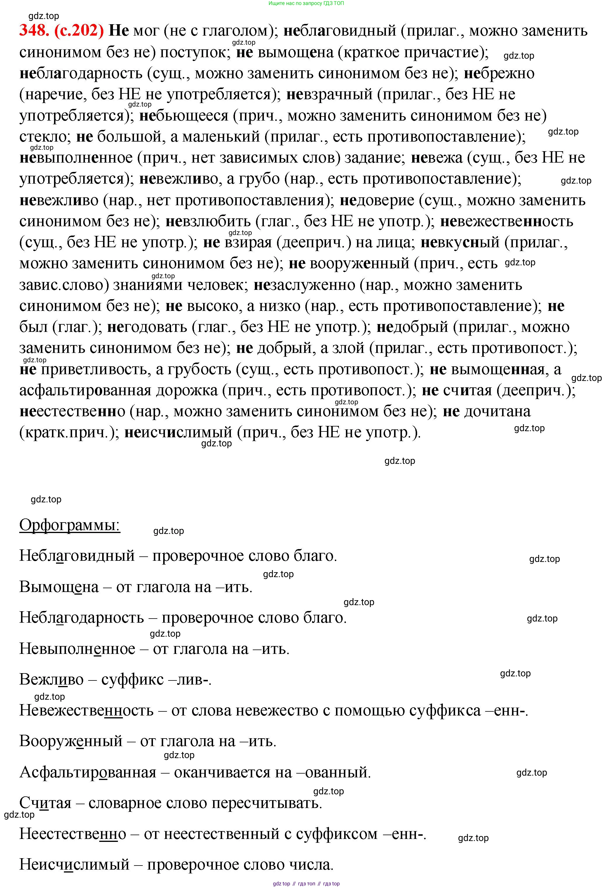 Русский язык, 7 класс Учебник, авторы: Баранов Михаил Трофимович, Ладыженская Таиса Алексеевна, Тростенцова Лидия Александровна, Ладыженская Наталия Вениаминовна, Александрова Ольга Макаровна, Дейкина Алевтина Дмитриевна, Антонова Любовь Геннадиевна, Григорян Лариса Трофимовна, Кулибаба Иван Иванович, издательство Просвещение, Москва, 2023, зелёного цвета, Часть 1, страница 202, номер 348, Решение 2 (2024-2027)