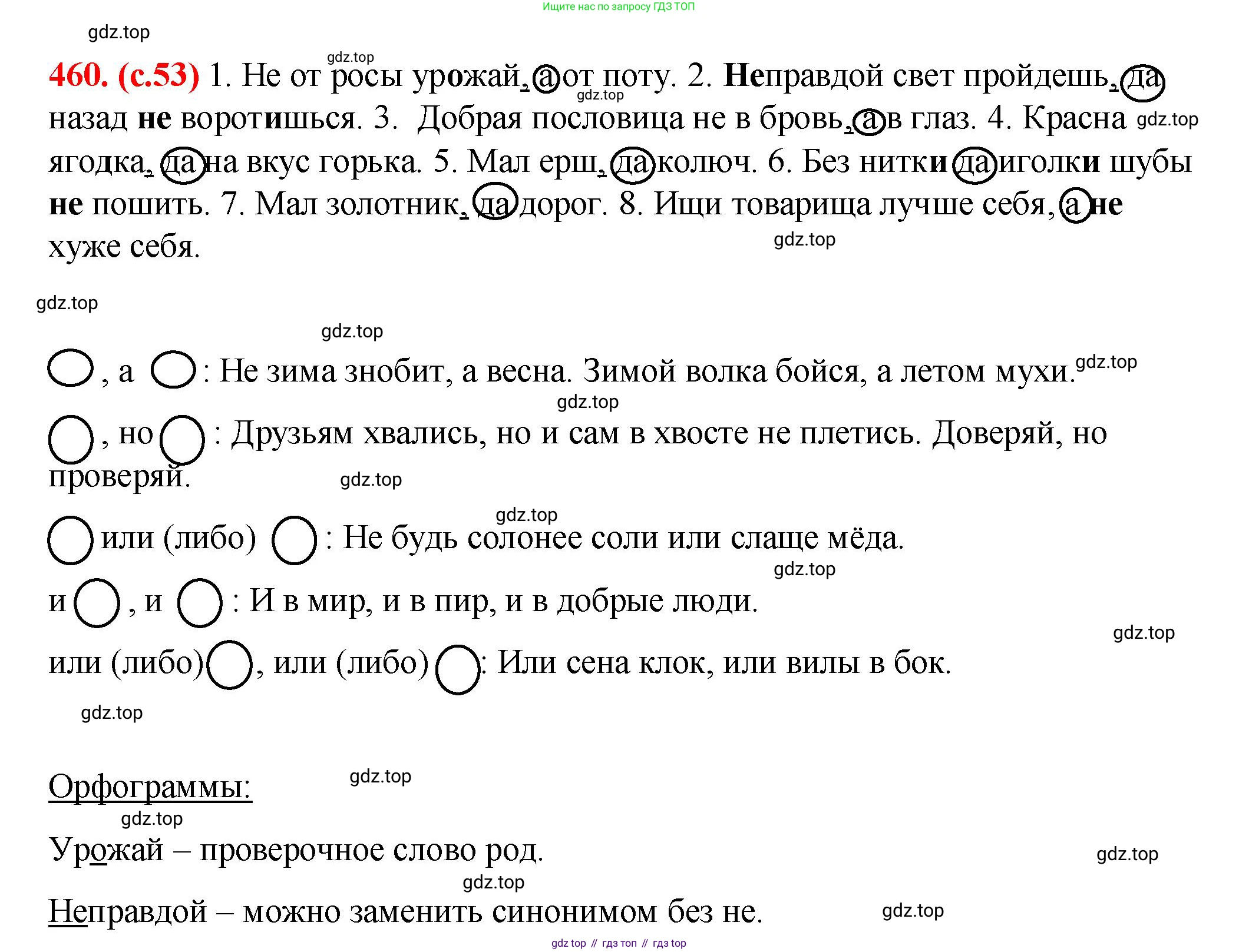 Русский язык, 7 класс Учебник, авторы: Баранов Михаил Трофимович, Ладыженская Таиса Алексеевна, Тростенцова Лидия Александровна, Ладыженская Наталия Вениаминовна, Александрова Ольга Макаровна, Дейкина Алевтина Дмитриевна, Антонова Любовь Геннадиевна, Григорян Лариса Трофимовна, Кулибаба Иван Иванович, издательство Просвещение, Москва, 2023, зелёного цвета, Часть 2, страница 53, номер 460, Решение 2 (2024-2027)