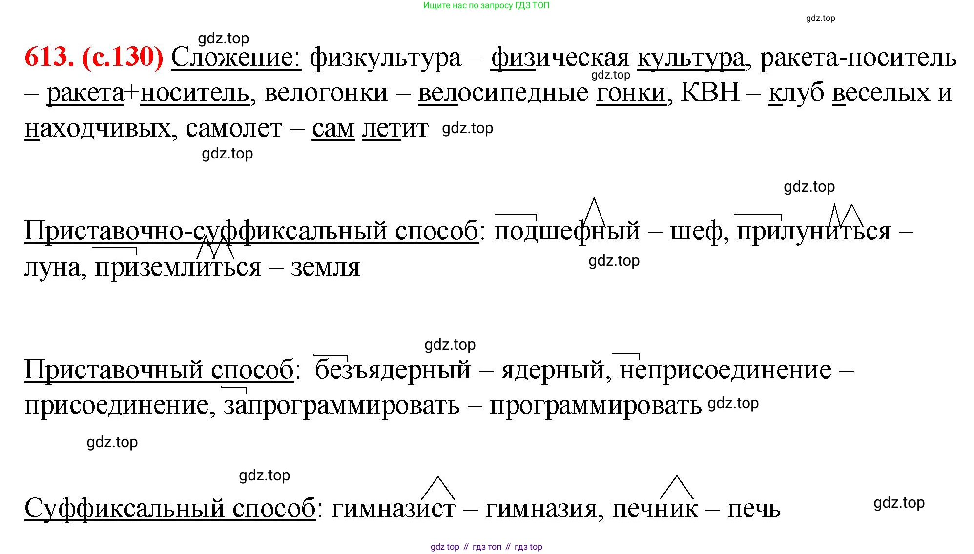 Русский язык, 7 класс Учебник, авторы: Баранов Михаил Трофимович, Ладыженская Таиса Алексеевна, Тростенцова Лидия Александровна, Ладыженская Наталия Вениаминовна, Александрова Ольга Макаровна, Дейкина Алевтина Дмитриевна, Антонова Любовь Геннадиевна, Григорян Лариса Трофимовна, Кулибаба Иван Иванович, издательство Просвещение, Москва, 2023, зелёного цвета, Часть 2, страница 130, номер 613, Решение 2 (2024-2027)