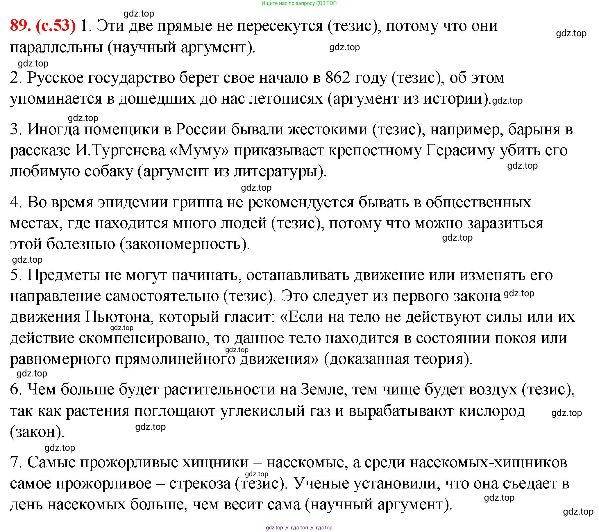 Русский язык, 7 класс Учебник, авторы: Баранов Михаил Трофимович, Ладыженская Таиса Алексеевна, Тростенцова Лидия Александровна, Ладыженская Наталия Вениаминовна, Александрова Ольга Макаровна, Дейкина Алевтина Дмитриевна, Антонова Любовь Геннадиевна, Григорян Лариса Трофимовна, Кулибаба Иван Иванович, издательство Просвещение, Москва, 2023, зелёного цвета, Часть 1, страница 53, номер 89, Решение 2 (2024-2027)