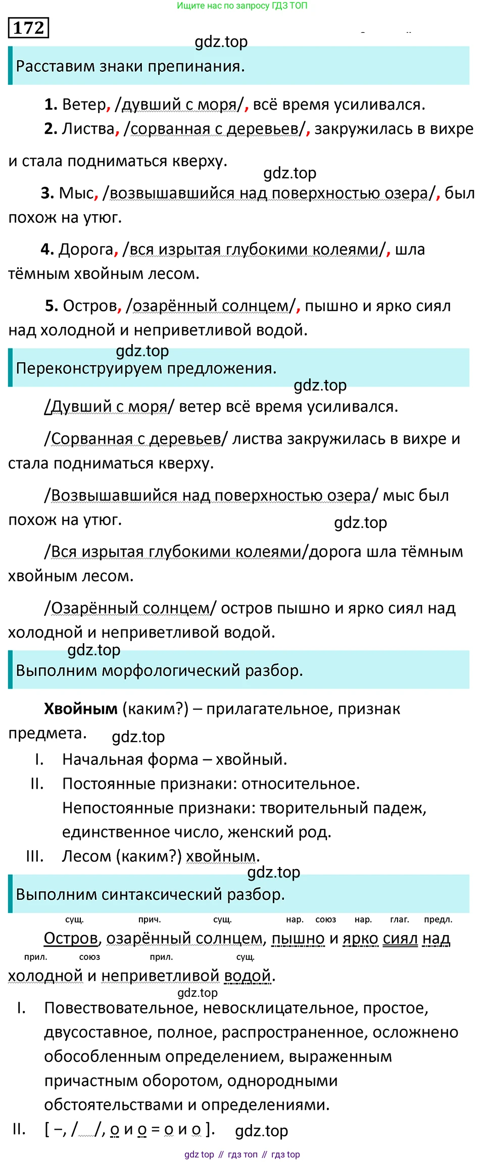 Русский язык, 7 класс Учебник, авторы: Баранов Михаил Трофимович, Ладыженская Таиса Алексеевна, Тростенцова Лидия Александровна, Ладыженская Наталия Вениаминовна, Александрова Ольга Макаровна, Дейкина Алевтина Дмитриевна, Антонова Любовь Геннадиевна, Григорян Лариса Трофимовна, Кулибаба Иван Иванович, издательство Просвещение, Москва, 2023, зелёного цвета, Часть 1, страница 99, номер 172, Решение 5 (2024-2027)