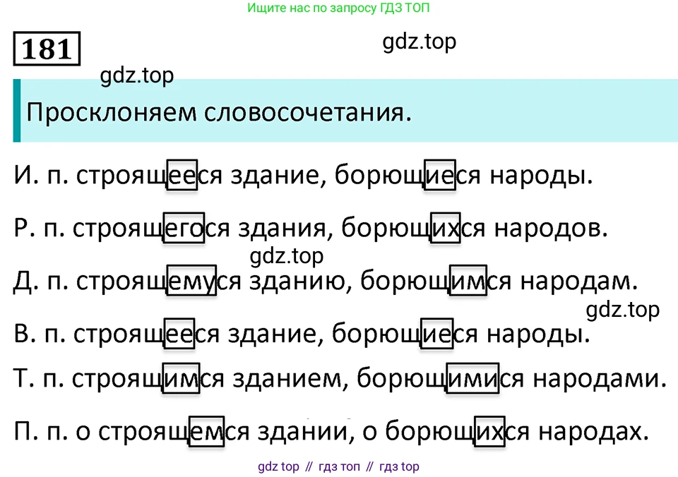 Русский язык, 7 класс Учебник, авторы: Баранов Михаил Трофимович, Ладыженская Таиса Алексеевна, Тростенцова Лидия Александровна, Ладыженская Наталия Вениаминовна, Александрова Ольга Макаровна, Дейкина Алевтина Дмитриевна, Антонова Любовь Геннадиевна, Григорян Лариса Трофимовна, Кулибаба Иван Иванович, издательство Просвещение, Москва, 2023, зелёного цвета, Часть 1, страница 105, номер 181, Решение 5 (2024-2027)