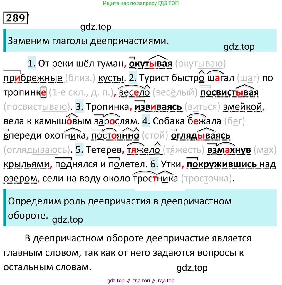 ГДЗ Русский язык, 7 класс Учебник, авторы: Баранов Михаил Трофимович, Ладыженская Таиса Алексеевна, Тростенцова Лидия Александровна, Ладыженская Наталия Вениаминовна, Александрова Ольга Макаровна, Дейкина Алевтина Дмитриевна, Антонова Любовь Геннадиевна, Григорян Лариса Трофимовна, Кулибаба Иван Иванович, издательство Просвещение, Москва, 2023, зелёного цвета, Часть 1, страница 168, номер 289, Решение 5 (2024-2027)