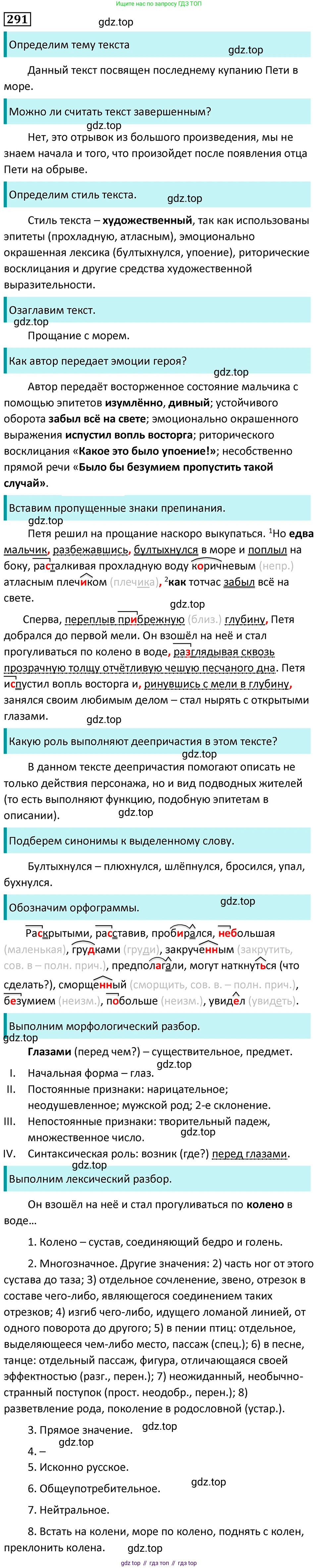 Русский язык, 7 класс Учебник, авторы: Баранов Михаил Трофимович, Ладыженская Таиса Алексеевна, Тростенцова Лидия Александровна, Ладыженская Наталия Вениаминовна, Александрова Ольга Макаровна, Дейкина Алевтина Дмитриевна, Антонова Любовь Геннадиевна, Григорян Лариса Трофимовна, Кулибаба Иван Иванович, издательство Просвещение, Москва, 2023, зелёного цвета, Часть 1, страница 169, номер 291, Решение 5 (2024-2027)