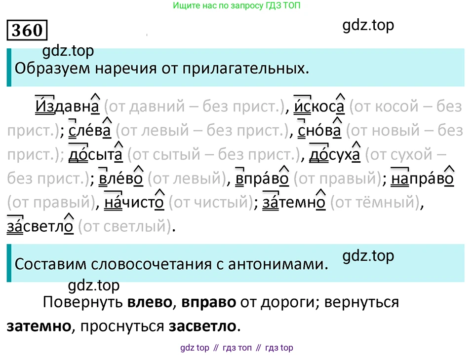 Русский язык, 7 класс Учебник, авторы: Баранов Михаил Трофимович, Ладыженская Таиса Алексеевна, Тростенцова Лидия Александровна, Ладыженская Наталия Вениаминовна, Александрова Ольга Макаровна, Дейкина Алевтина Дмитриевна, Антонова Любовь Геннадиевна, Григорян Лариса Трофимовна, Кулибаба Иван Иванович, издательство Просвещение, Москва, 2023, зелёного цвета, Часть 1, страница 208, номер 360, Решение 5 (2024-2027)