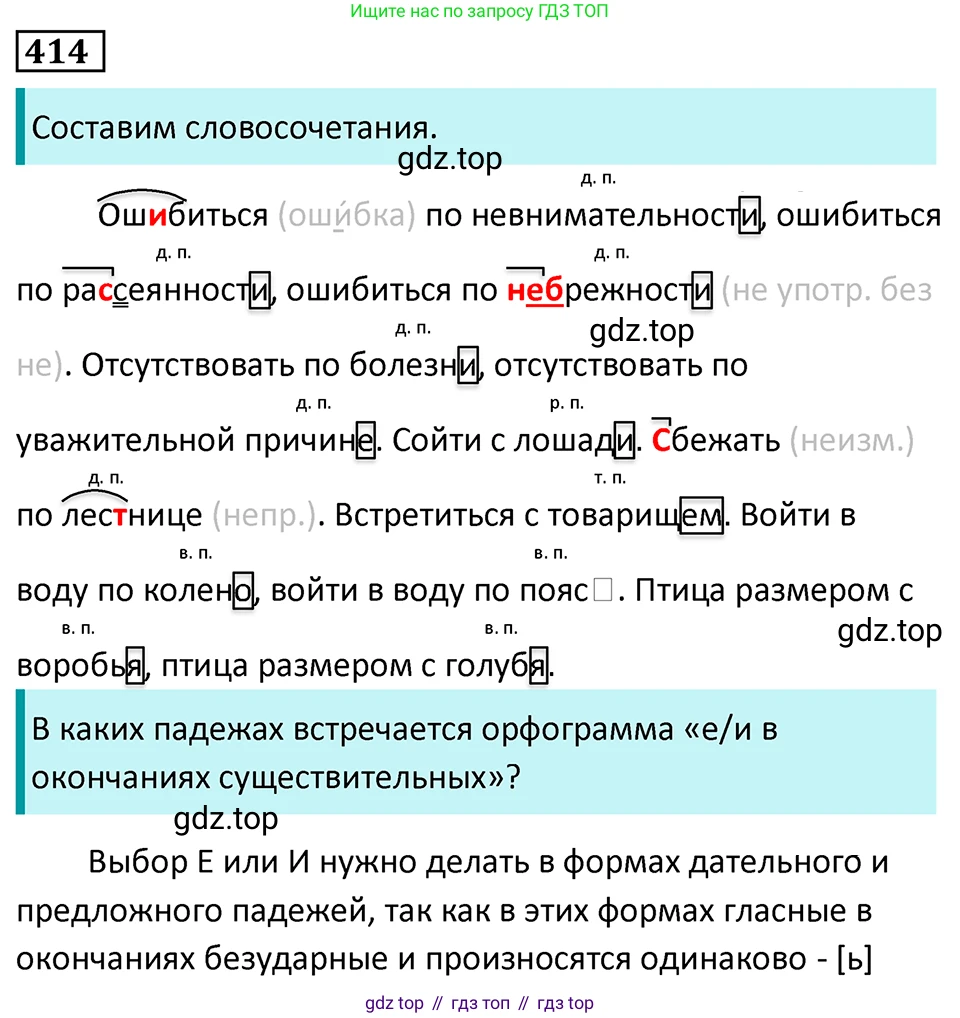Русский язык, 7 класс Учебник, авторы: Баранов Михаил Трофимович, Ладыженская Таиса Алексеевна, Тростенцова Лидия Александровна, Ладыженская Наталия Вениаминовна, Александрова Ольга Макаровна, Дейкина Алевтина Дмитриевна, Антонова Любовь Геннадиевна, Григорян Лариса Трофимовна, Кулибаба Иван Иванович, издательство Просвещение, Москва, 2023, зелёного цвета, Часть 2, страница 24, номер 414, Решение 5 (2024-2027)