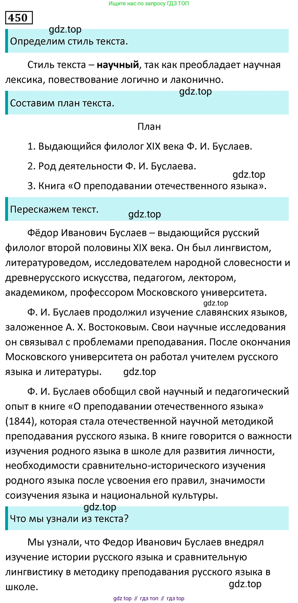 Русский язык, 7 класс Учебник, авторы: Баранов Михаил Трофимович, Ладыженская Таиса Алексеевна, Тростенцова Лидия Александровна, Ладыженская Наталия Вениаминовна, Александрова Ольга Макаровна, Дейкина Алевтина Дмитриевна, Антонова Любовь Геннадиевна, Григорян Лариса Трофимовна, Кулибаба Иван Иванович, издательство Просвещение, Москва, 2023, зелёного цвета, Часть 2, страница 47, номер 450, Решение 5 (2024-2027)