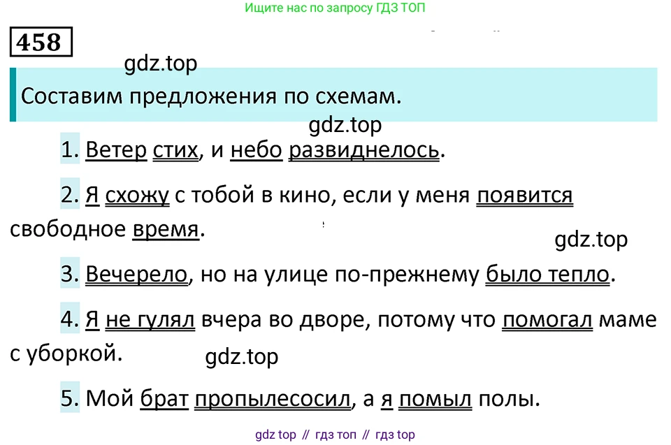 Русский язык, 7 класс Учебник, авторы: Баранов Михаил Трофимович, Ладыженская Таиса Алексеевна, Тростенцова Лидия Александровна, Ладыженская Наталия Вениаминовна, Александрова Ольга Макаровна, Дейкина Алевтина Дмитриевна, Антонова Любовь Геннадиевна, Григорян Лариса Трофимовна, Кулибаба Иван Иванович, издательство Просвещение, Москва, 2023, зелёного цвета, Часть 2, страница 52, номер 458, Решение 5 (2024-2027)