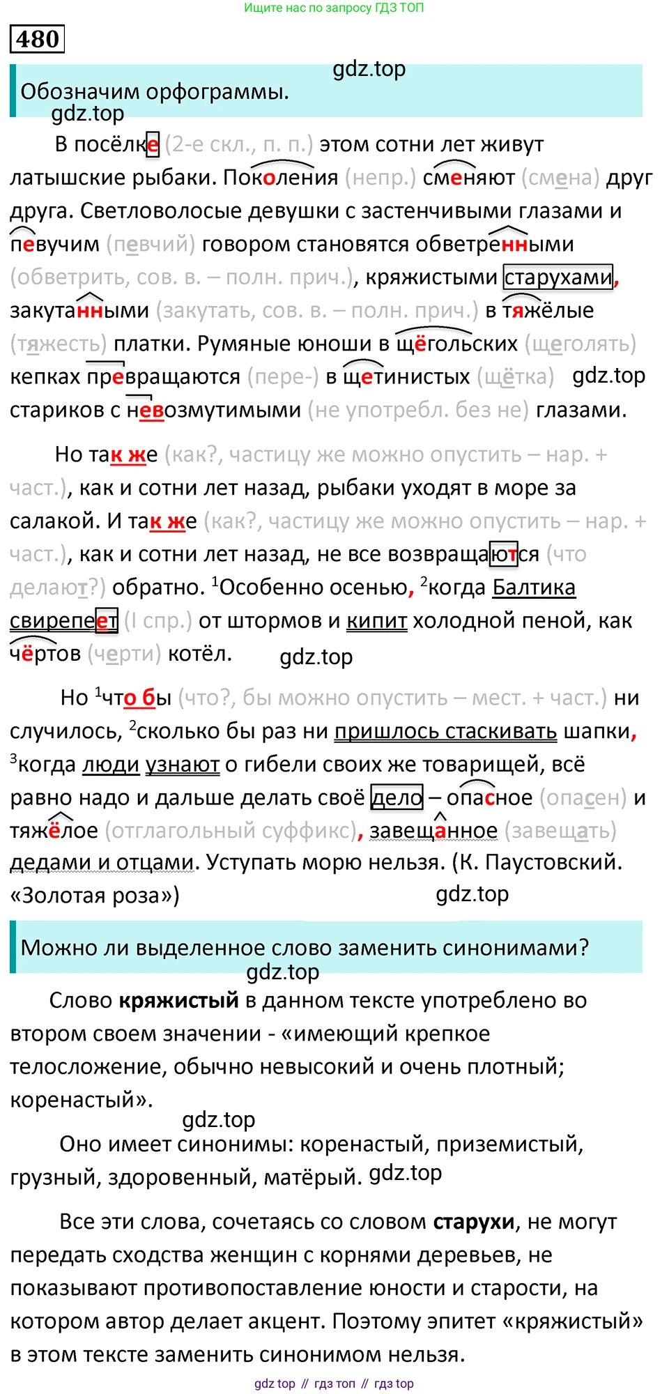 Русский язык, 7 класс Учебник, авторы: Баранов Михаил Трофимович, Ладыженская Таиса Алексеевна, Тростенцова Лидия Александровна, Ладыженская Наталия Вениаминовна, Александрова Ольга Макаровна, Дейкина Алевтина Дмитриевна, Антонова Любовь Геннадиевна, Григорян Лариса Трофимовна, Кулибаба Иван Иванович, издательство Просвещение, Москва, 2023, зелёного цвета, Часть 2, страница 66, номер 480, Решение 5 (2024-2027)